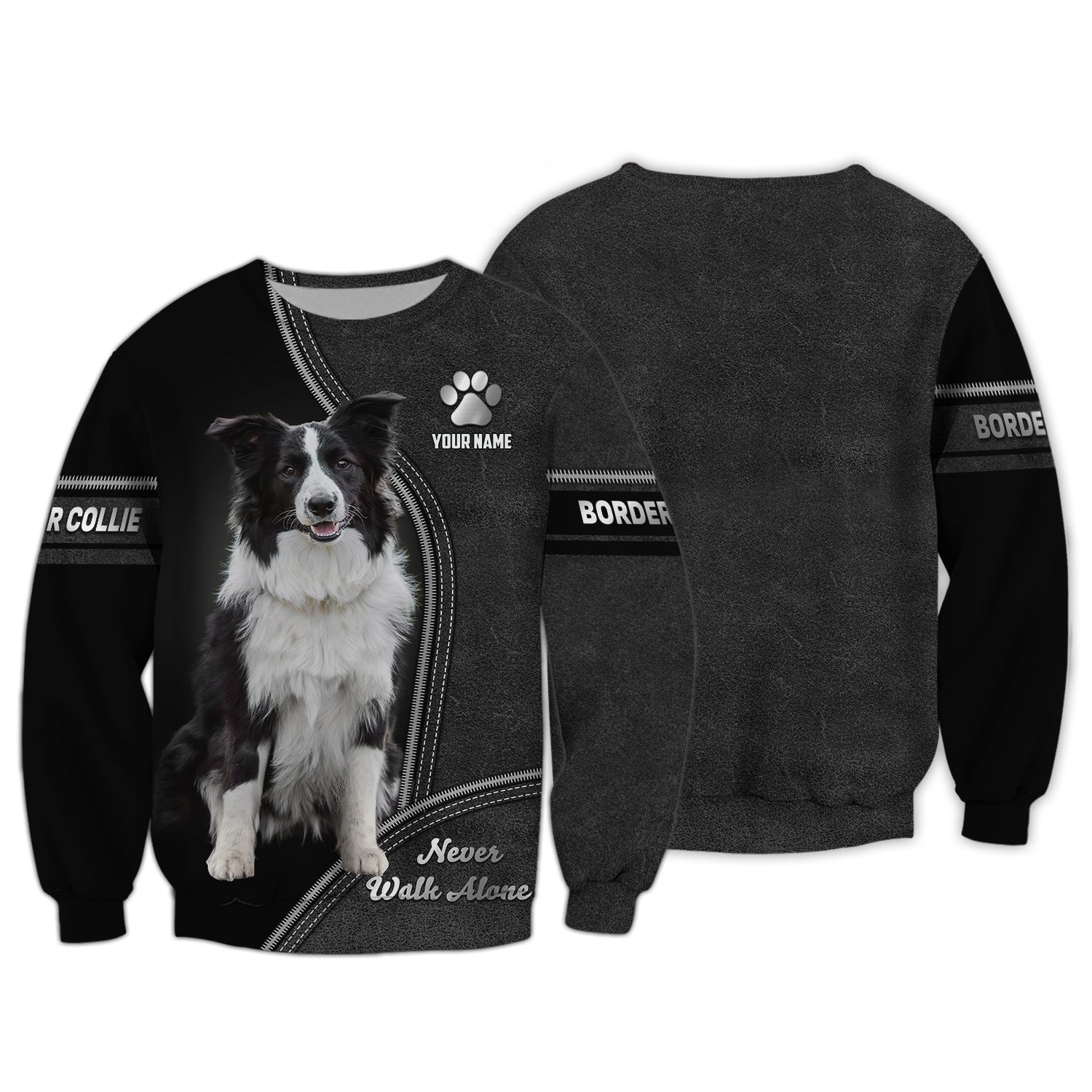 Blisscorners Border Collie Never Walk Alone Custom T-Shirts Border Collie 3D Shirt Gift For Dog Lover
