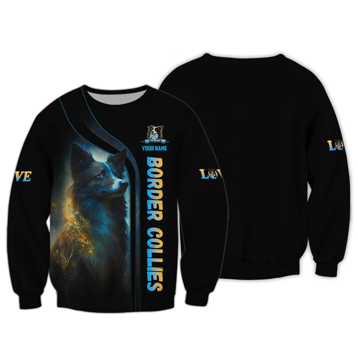 Blisscorners Border Collie Custom T-Shirts Mystical Border Collie 3D Shirt Gift For Dog Lover