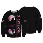 Blisscorners Black Cat With The Moon Custom Name Cat Mom 3D Shirt Gift For Cat Lovers