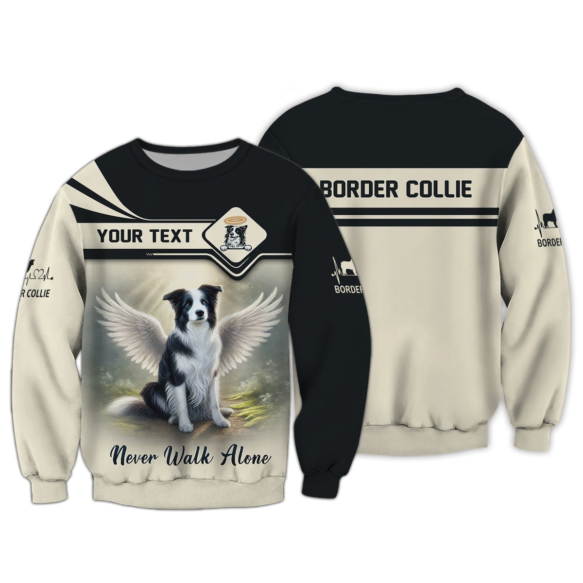 Blisscorners Border Collie Custom Name 3D Shirt Never Walk Alone Gift For Dog Lovers
