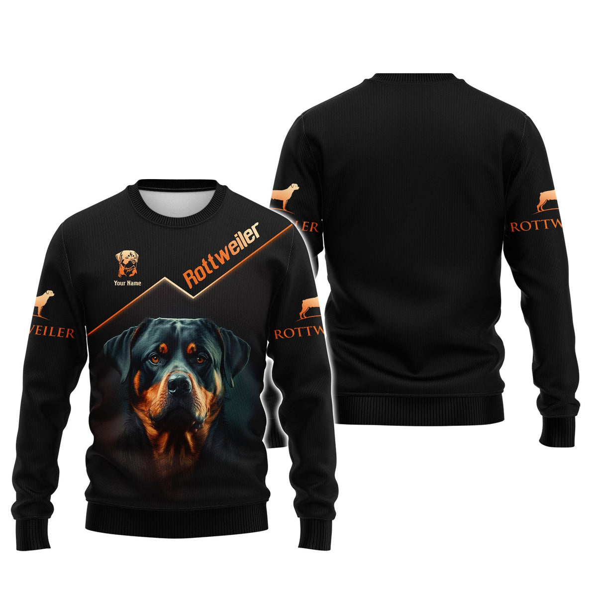 Blisscorners 3D Full Print Brave Rottweiler Zipper Hoodie Personalized Name Gift For Rottweiler Lovers