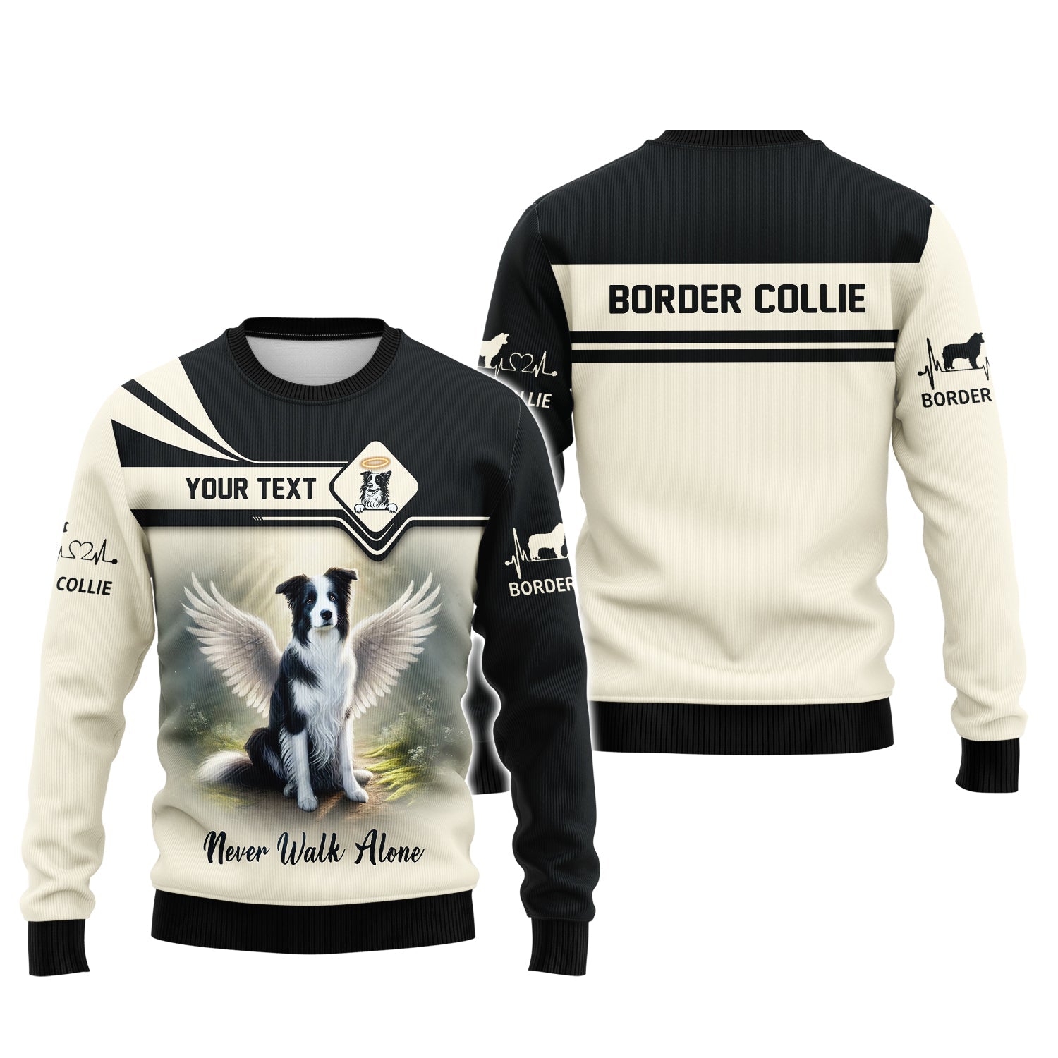 Blisscorners Border Collie Custom Name 3D Shirt Never Walk Alone Gift For Dog Lovers