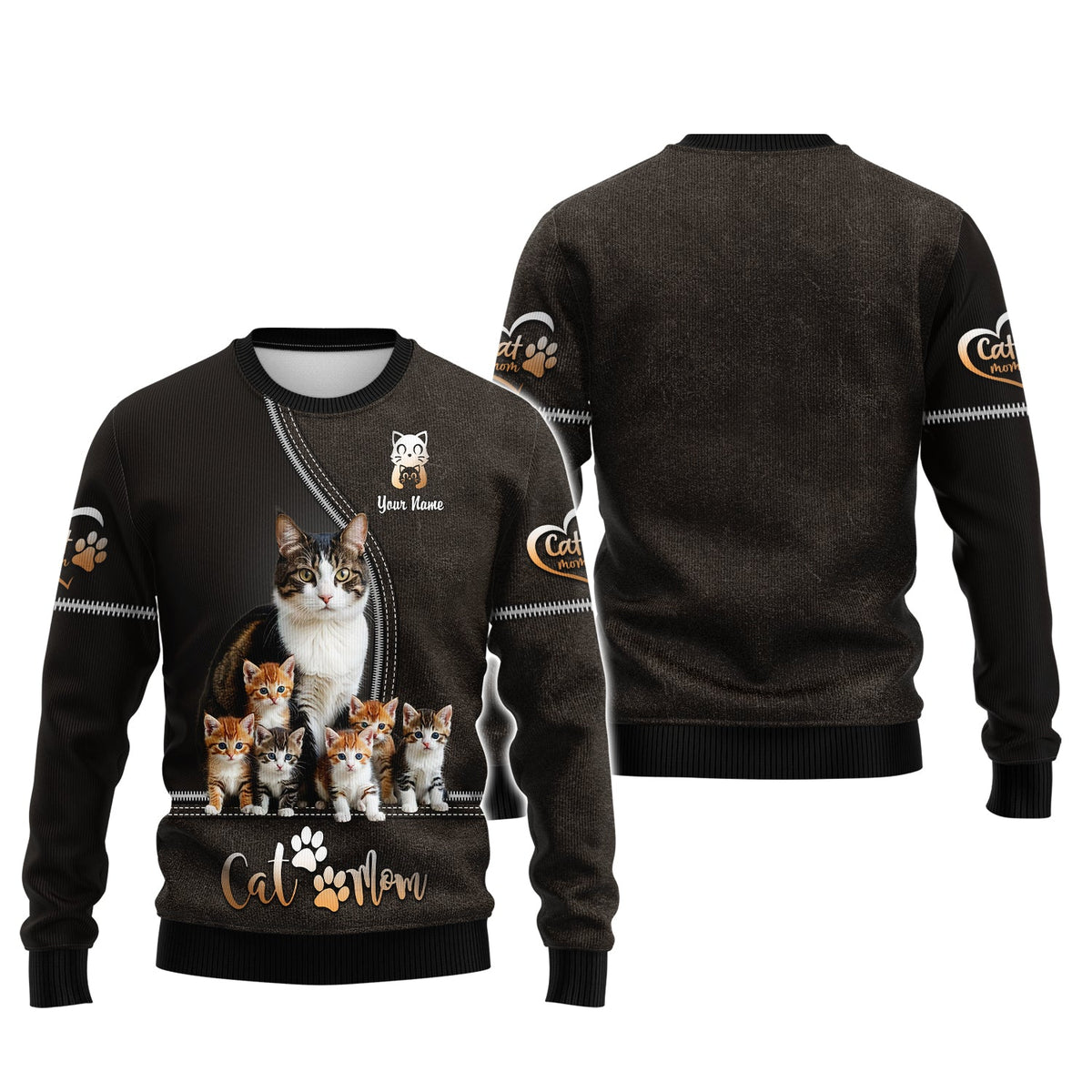 Blisscorners Adorable Cat and Kittens Custom Name Cat Mom 3D Shirt Gift For Cat Lovers