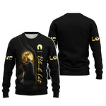 Blisscorners 3D Full Print Black Cat With Mysterious Moon T-Shirts Personalized Name Gift For Cat Lovers