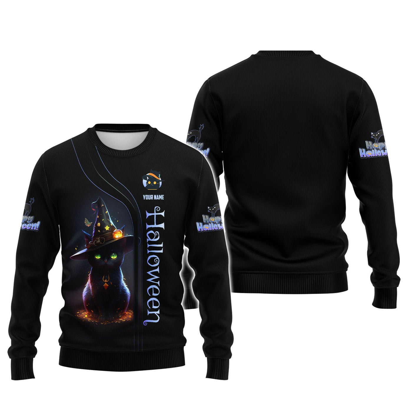 Blisscorners Halloween Custom Zipper Hoodie Black Cat Of Halloween 3D Shirt Gift For Halloween Lovers