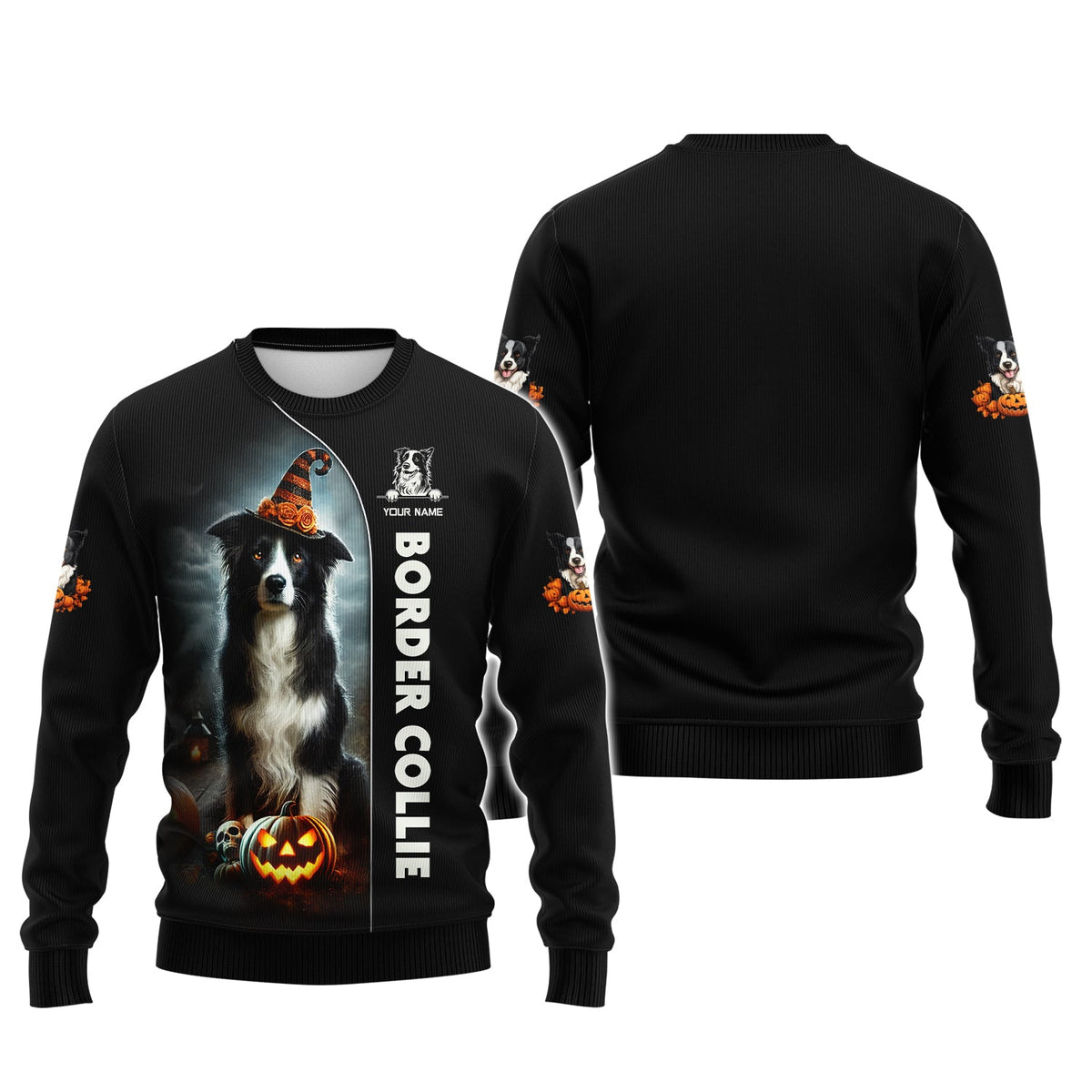 Blisscorners Border Collie Custom Name 3D Shirt Happy Halloween Gift For Dog Lovers