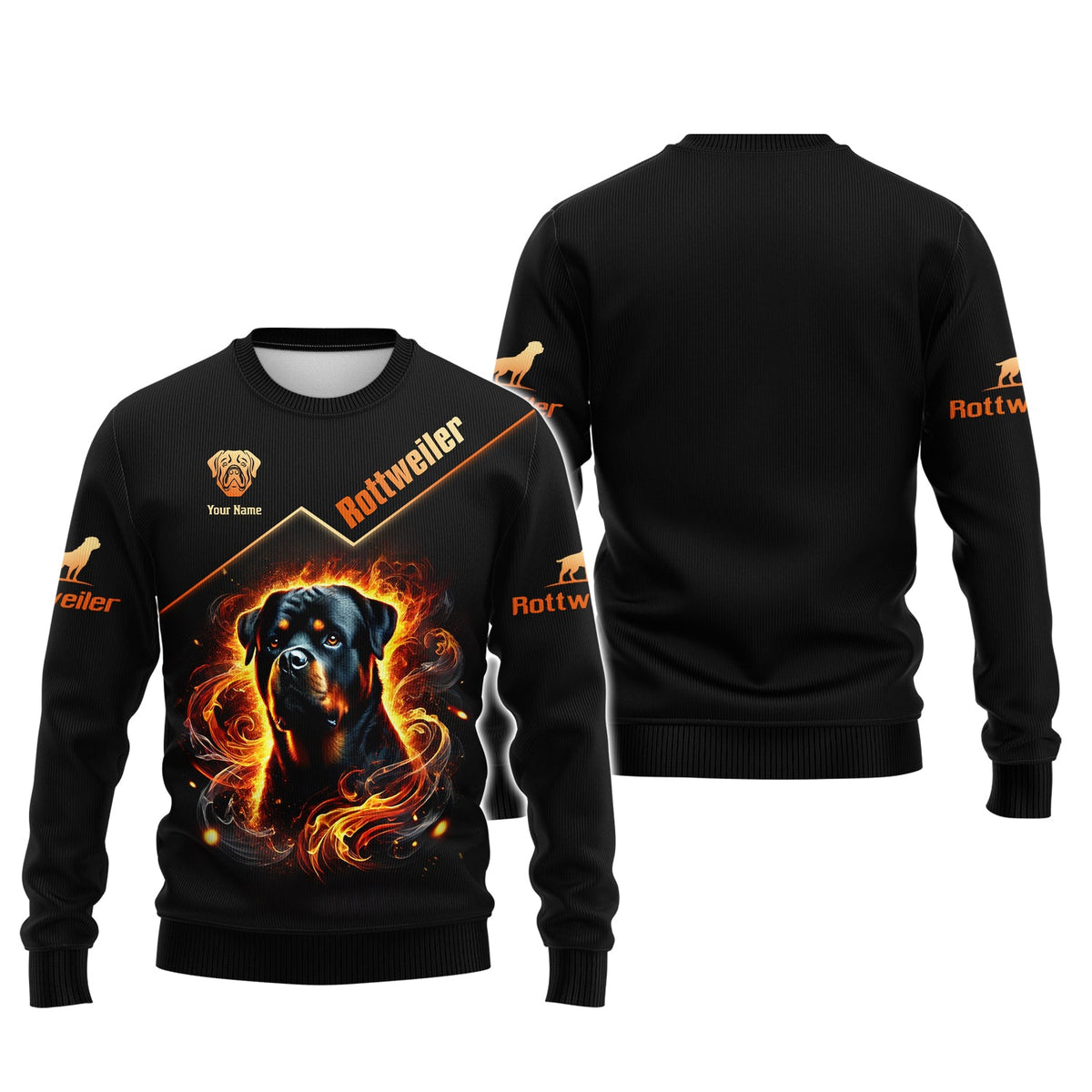 Blisscorners Rottweiler With Fire Custom 3D Shirt Gift For Dog Lovers