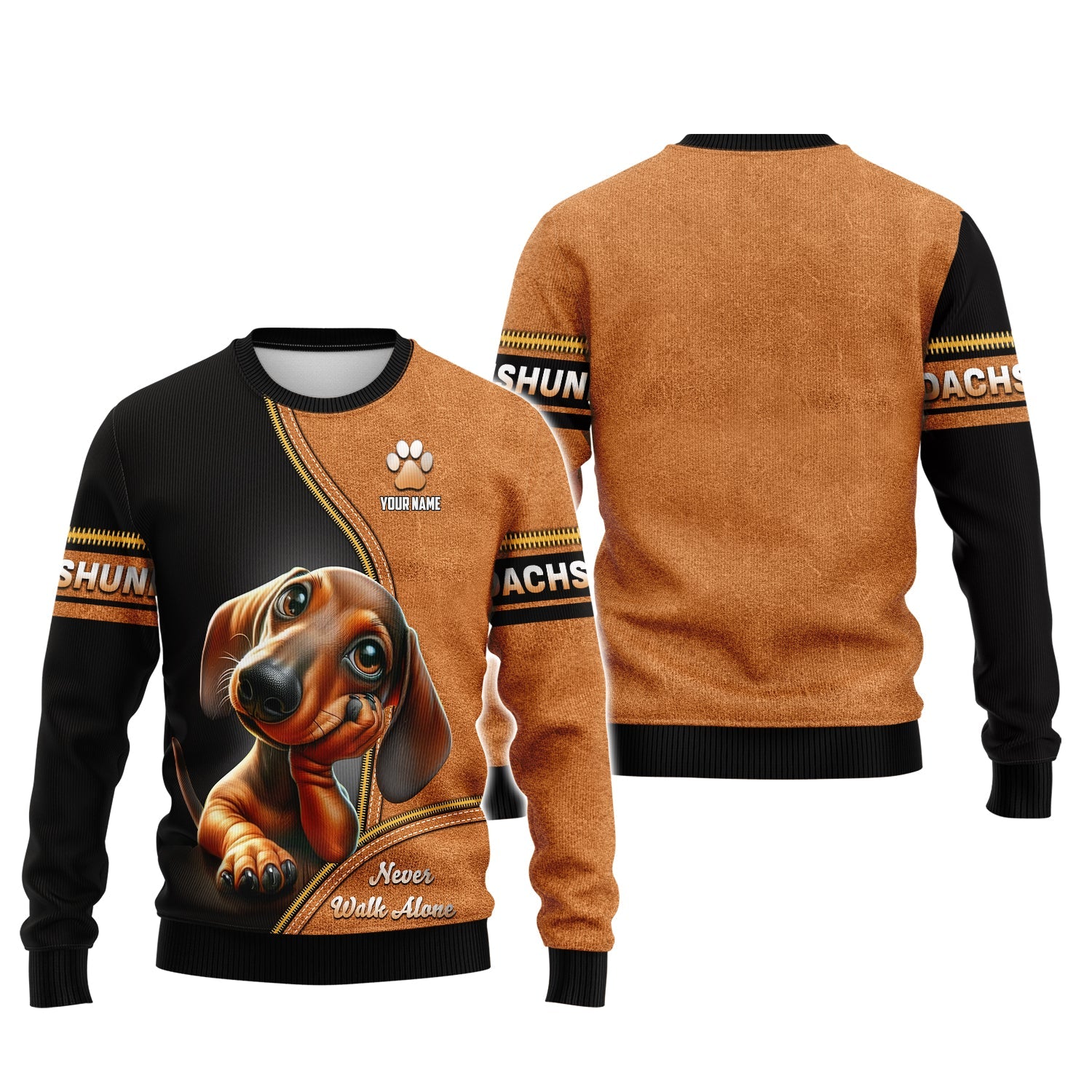 Blisscorners Customizable Dachshund Never Walk Alone 3D Shirt Personalized Name Gift For Dog Lovers