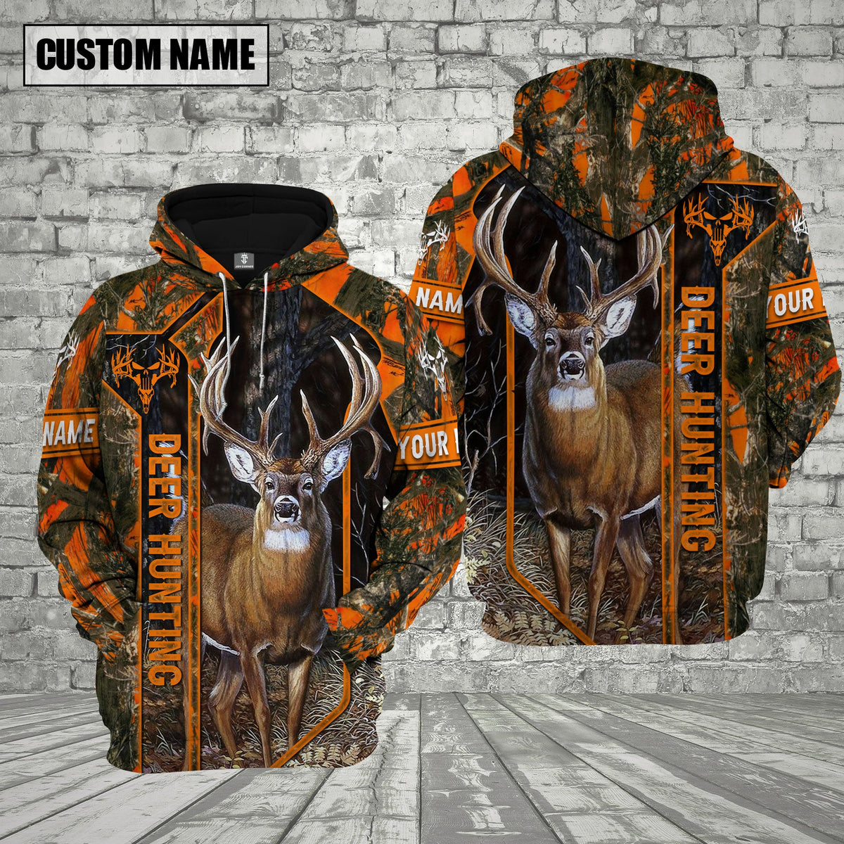 Blisscorners Orange Camo Deer Hunting Custom Name Shirt 3D All Over Printed Clothes