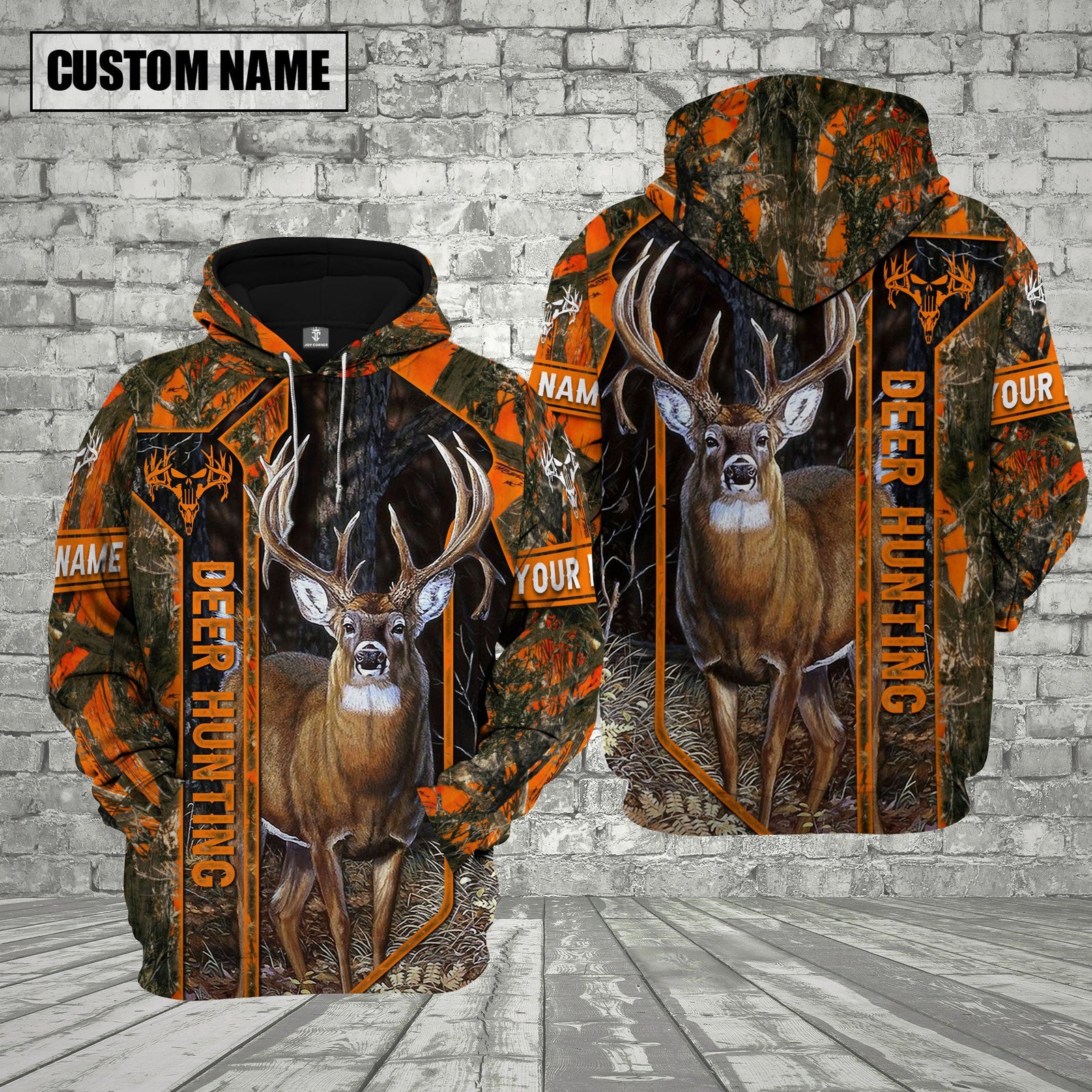 Blisscorners Orange Camo Deer Hunting Custom Name Shirt 3D All Over Printed Clothes