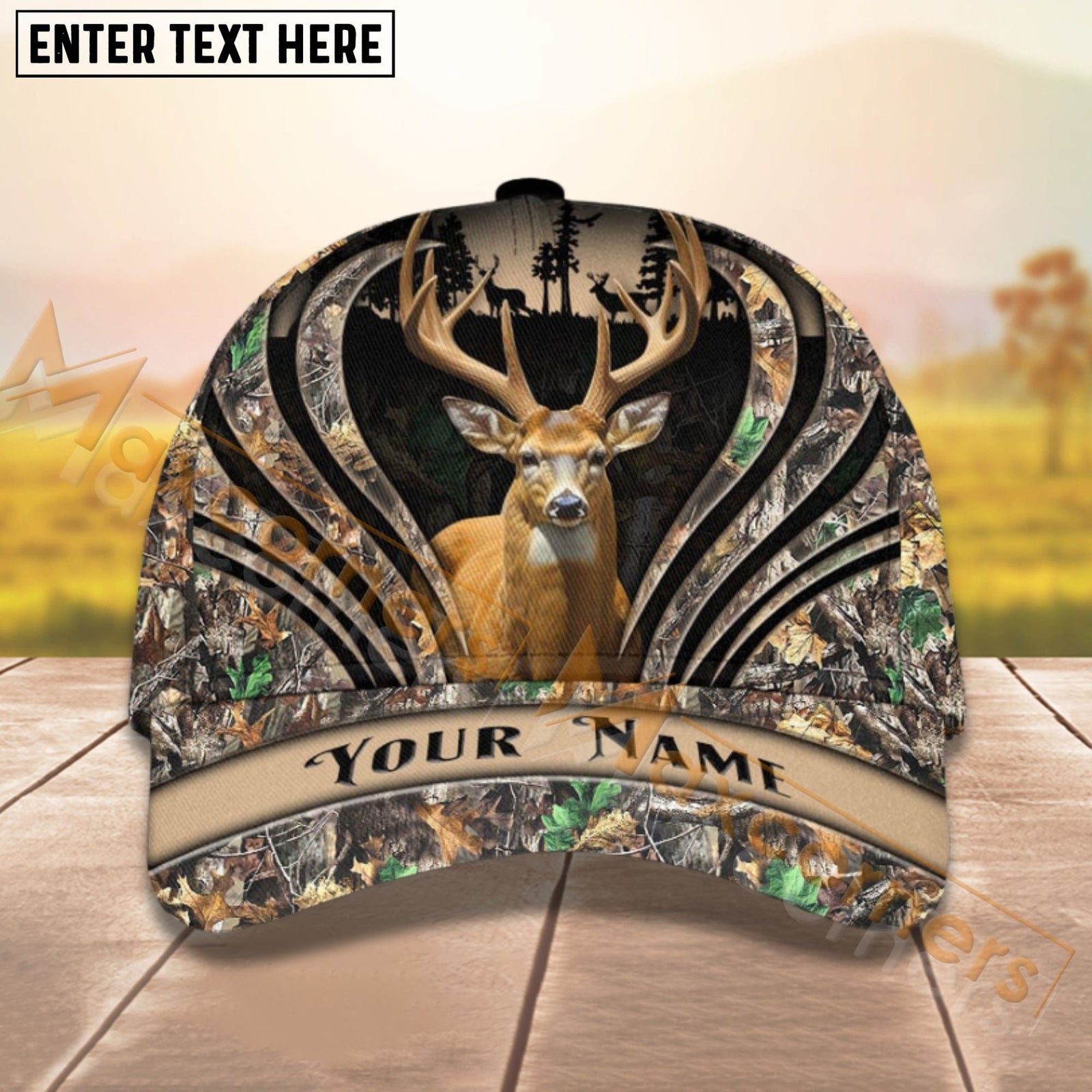 Blisscorners Deer Hunting Camouflage Pattern Personalized Name 3D Cap (9 colors)