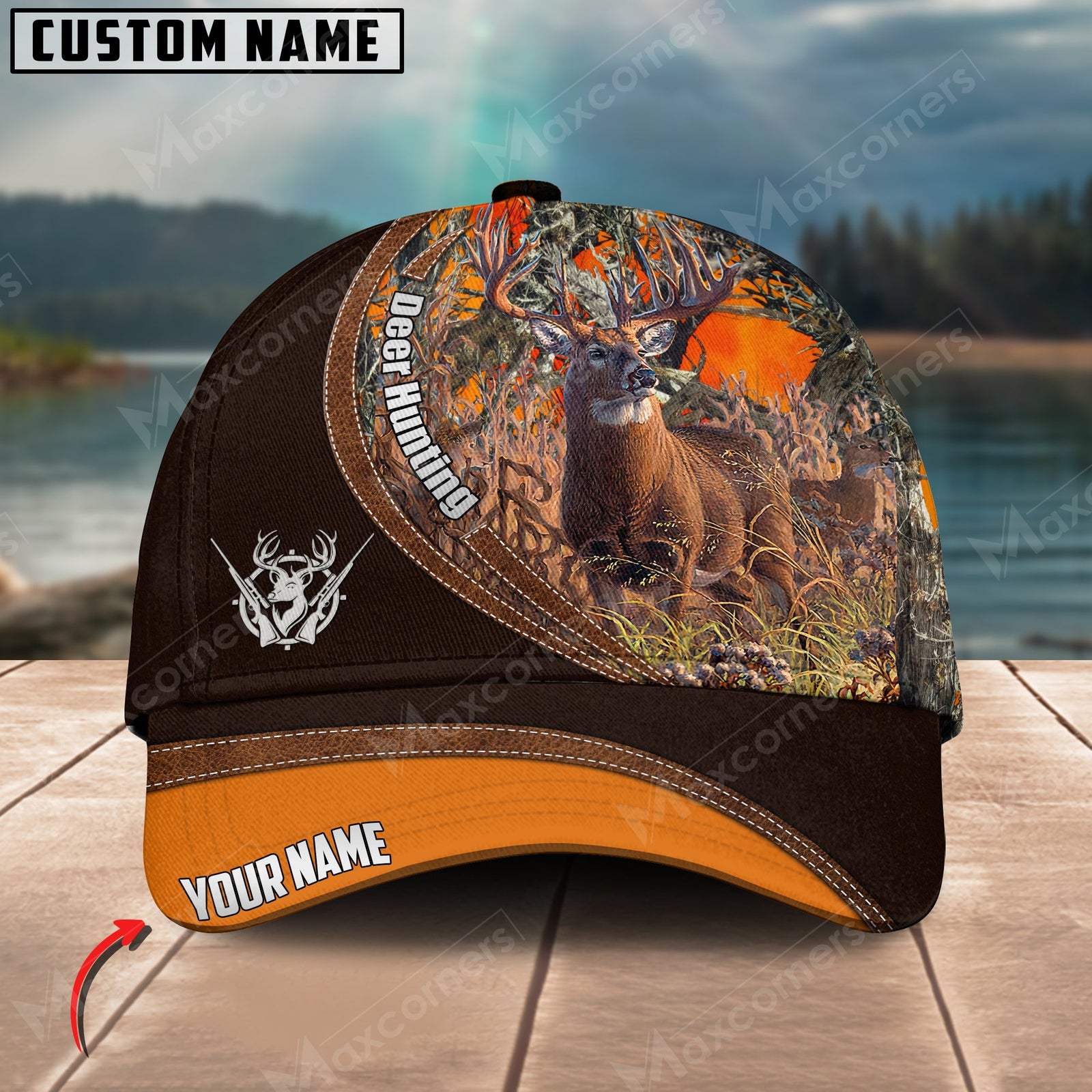 Blisscorners Deer Hunting Camo Pattern Multicolor Personalized Name 3D Cap