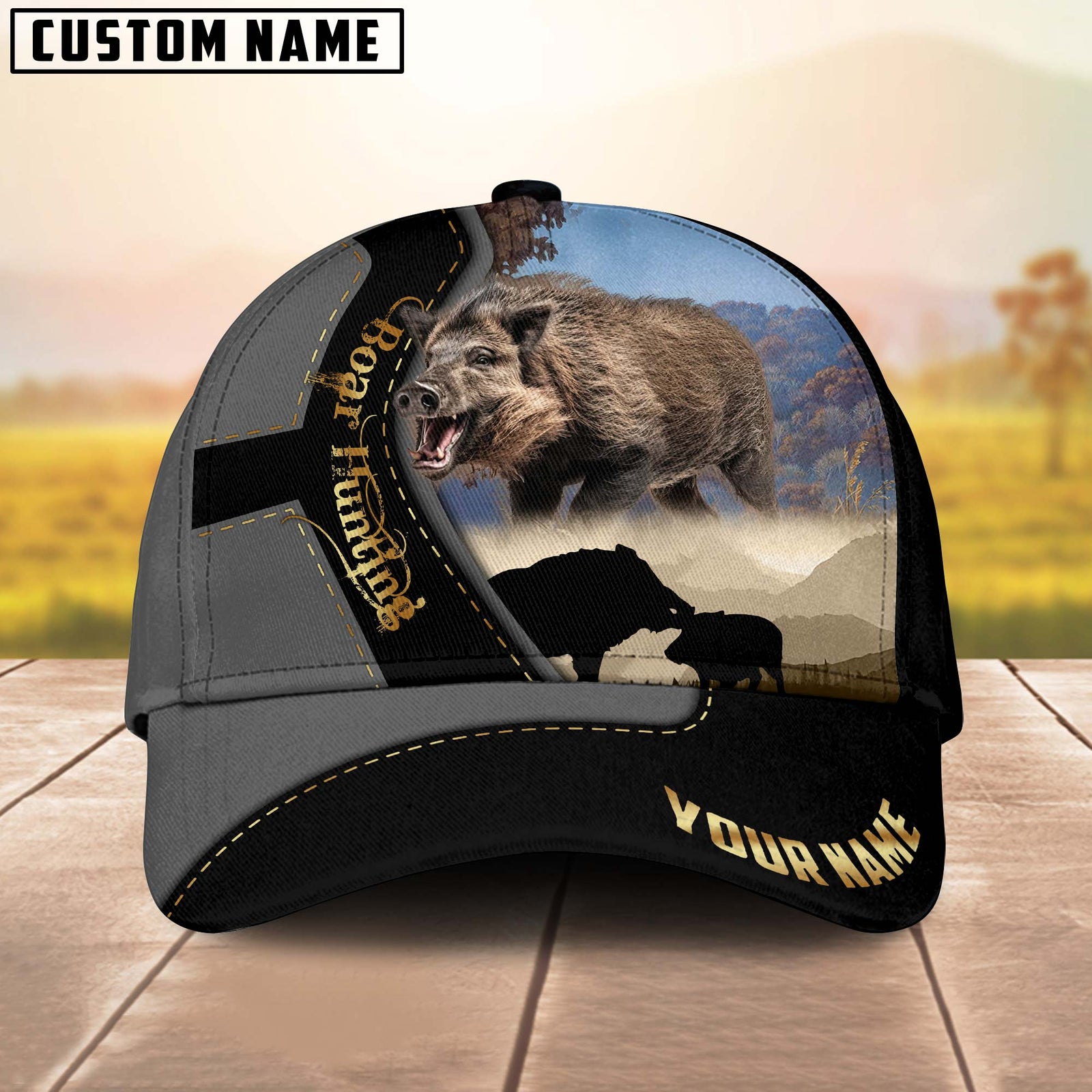 Blisscorners Boar Hunting Majestic Camouflage Multicolor Personalized Name 3D Cap