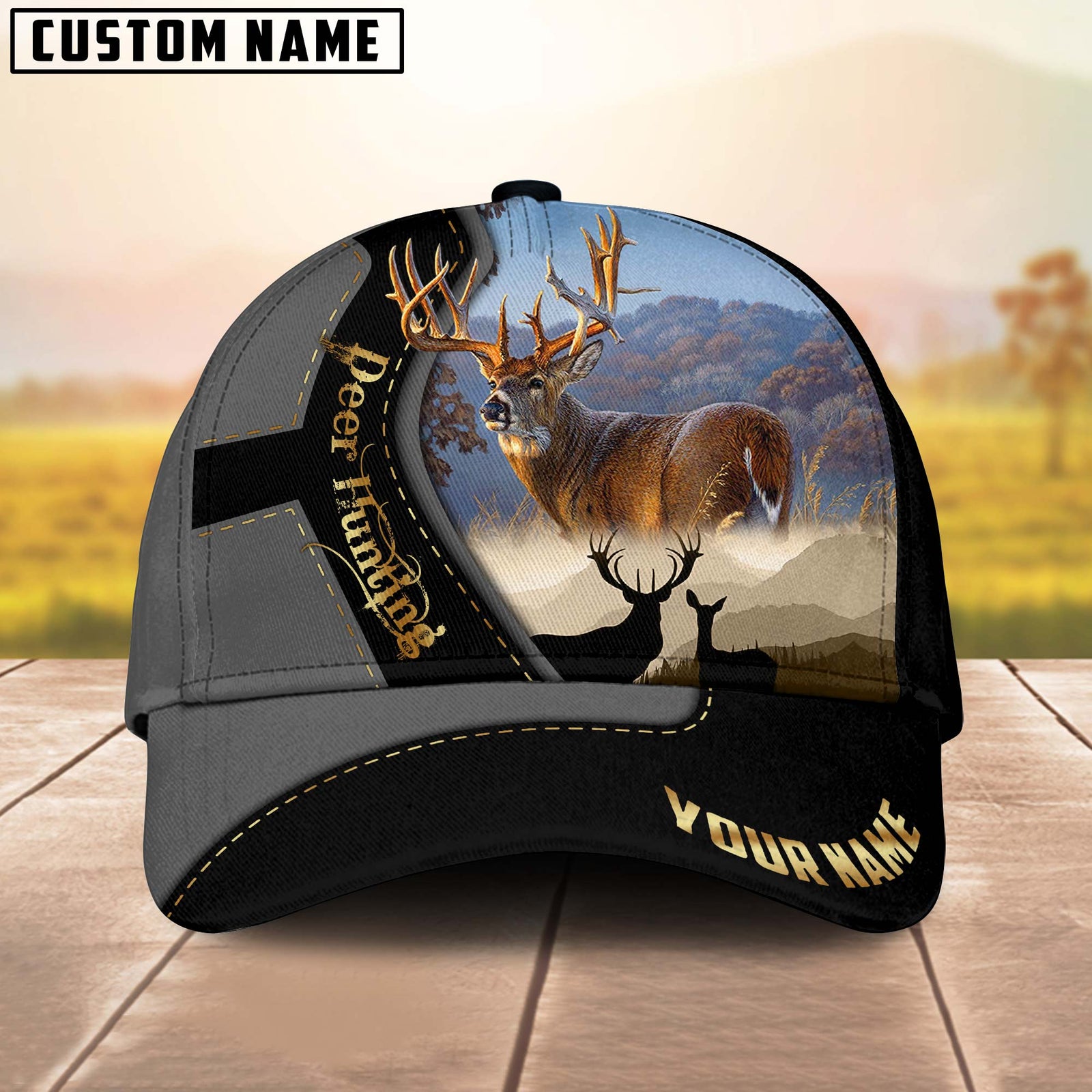 Blisscorners Deer Hunting Majestic Camouflage Multicolor Personalized Name 3D Cap