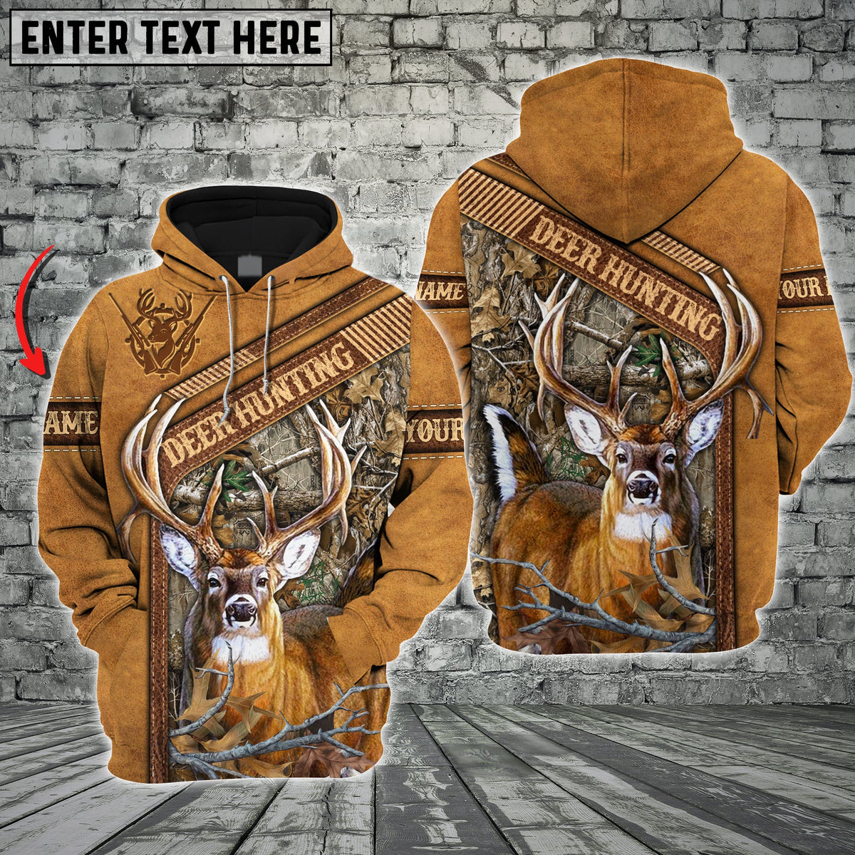 Blisscorners Deer Hunting Leather Pattern Custom Name Shirt 3D All Over Printed Clothes