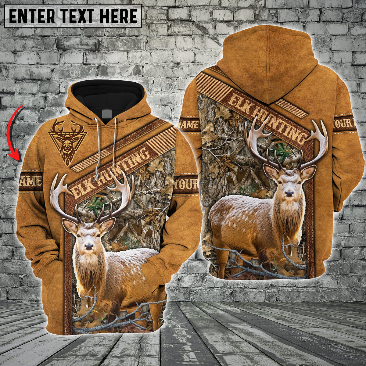 Blisscorners Elk Hunting Leather Pattern Custom Name Shirt 3D All Over Printed Clothes