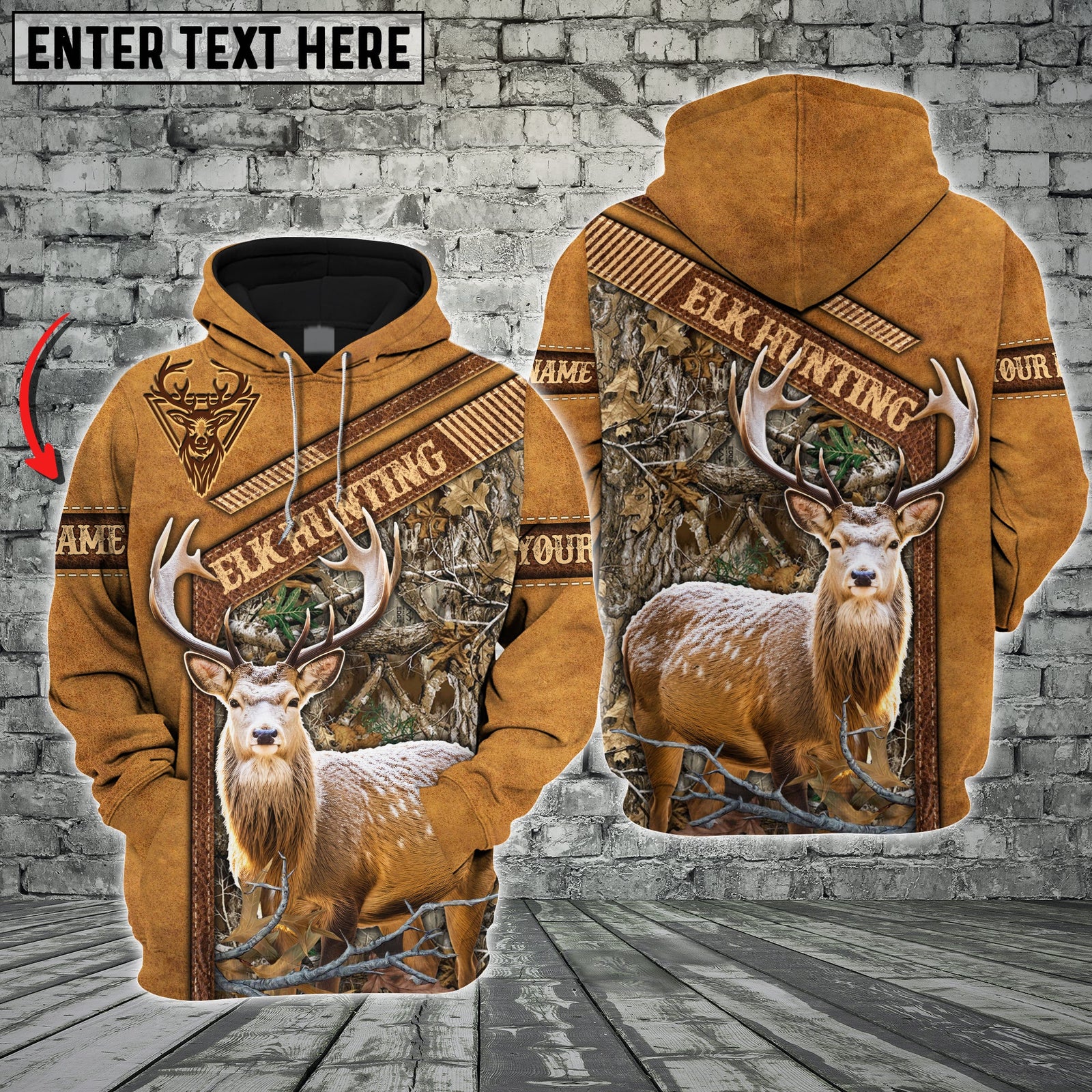 Blisscorners Elk Hunting Leather Pattern Custom Name Shirt 3D All Over Printed Clothes