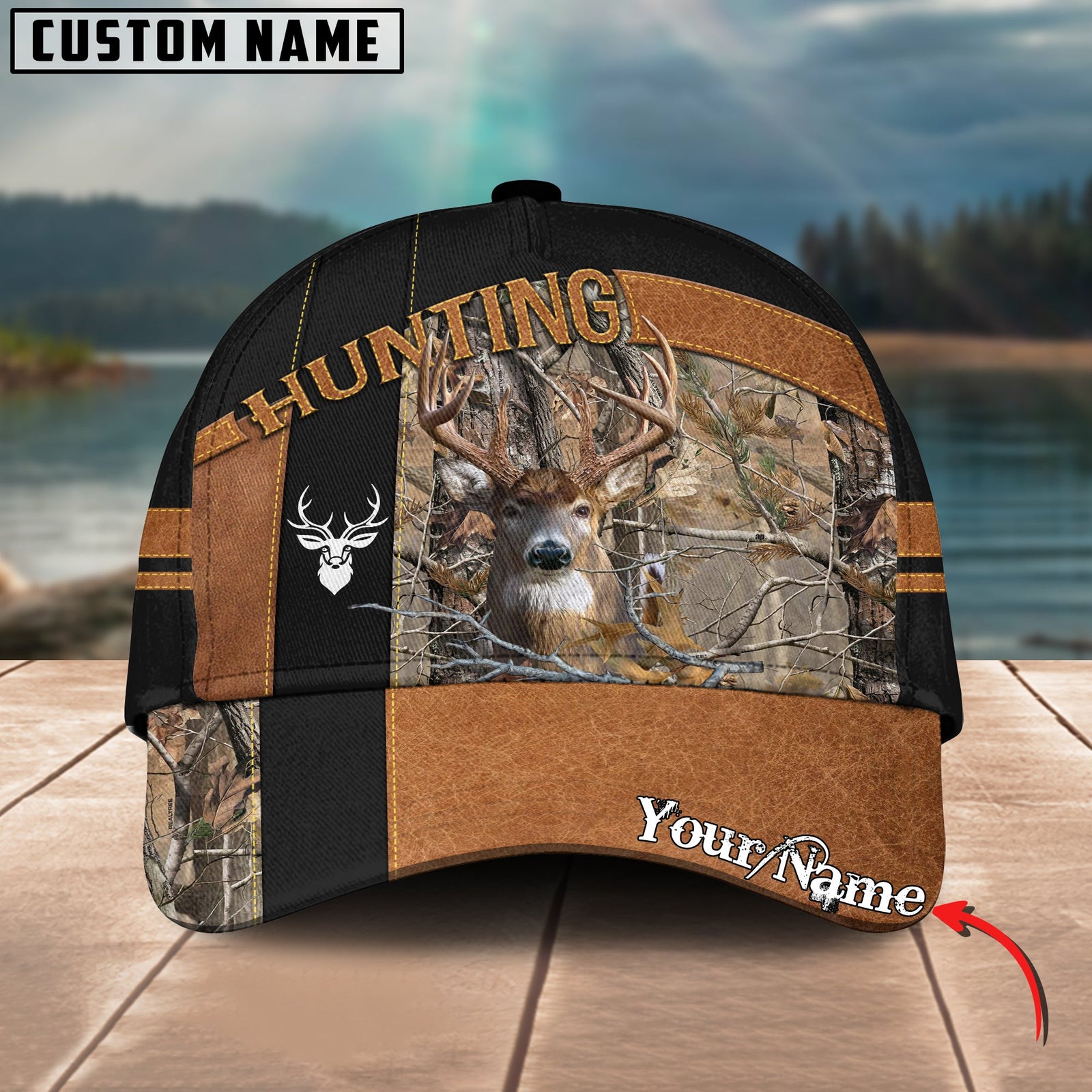 Blisscorners Deer Hunting Camo Leather Pattern Personalized Cap 3D Printed Multicolor (6 colors)