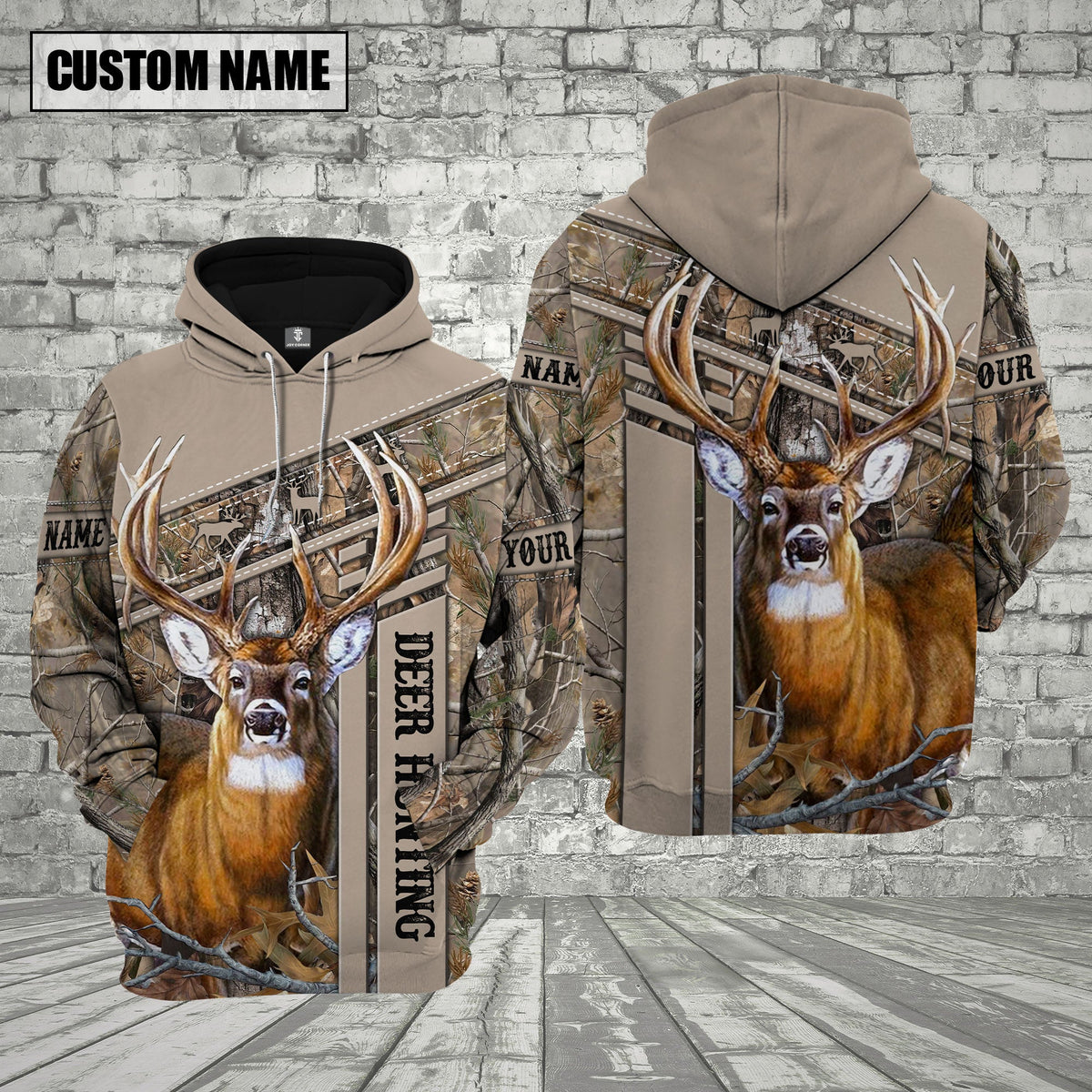 Blisscorners Deer Hunting Light Leather Pattern Custom Name Shirt 3D All Over Printed Clothes