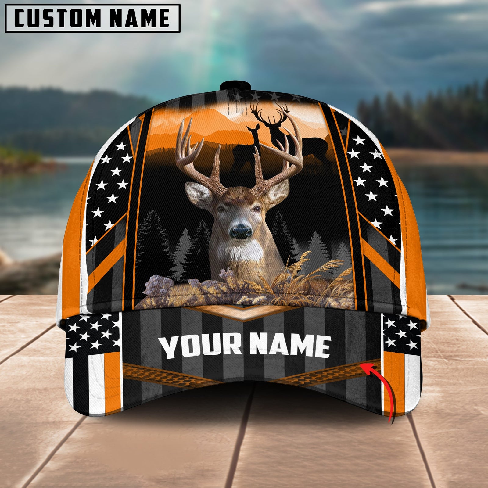 Blisscorners Deer Hunting Camo Couple Pattern Multicolor Personalized Name 3D Cap