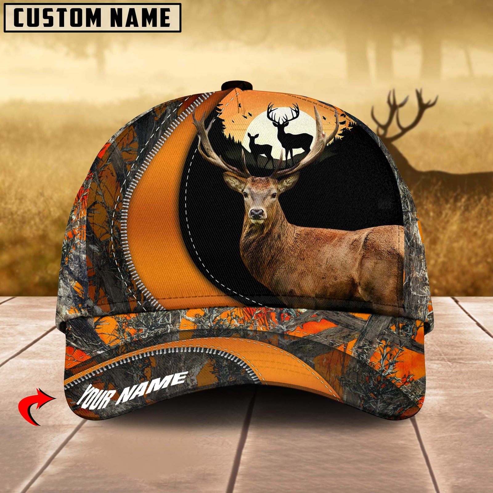 Blisscorners Deer Hunting Camo Pattern Personalized Name 3D Cap (2 colors)
