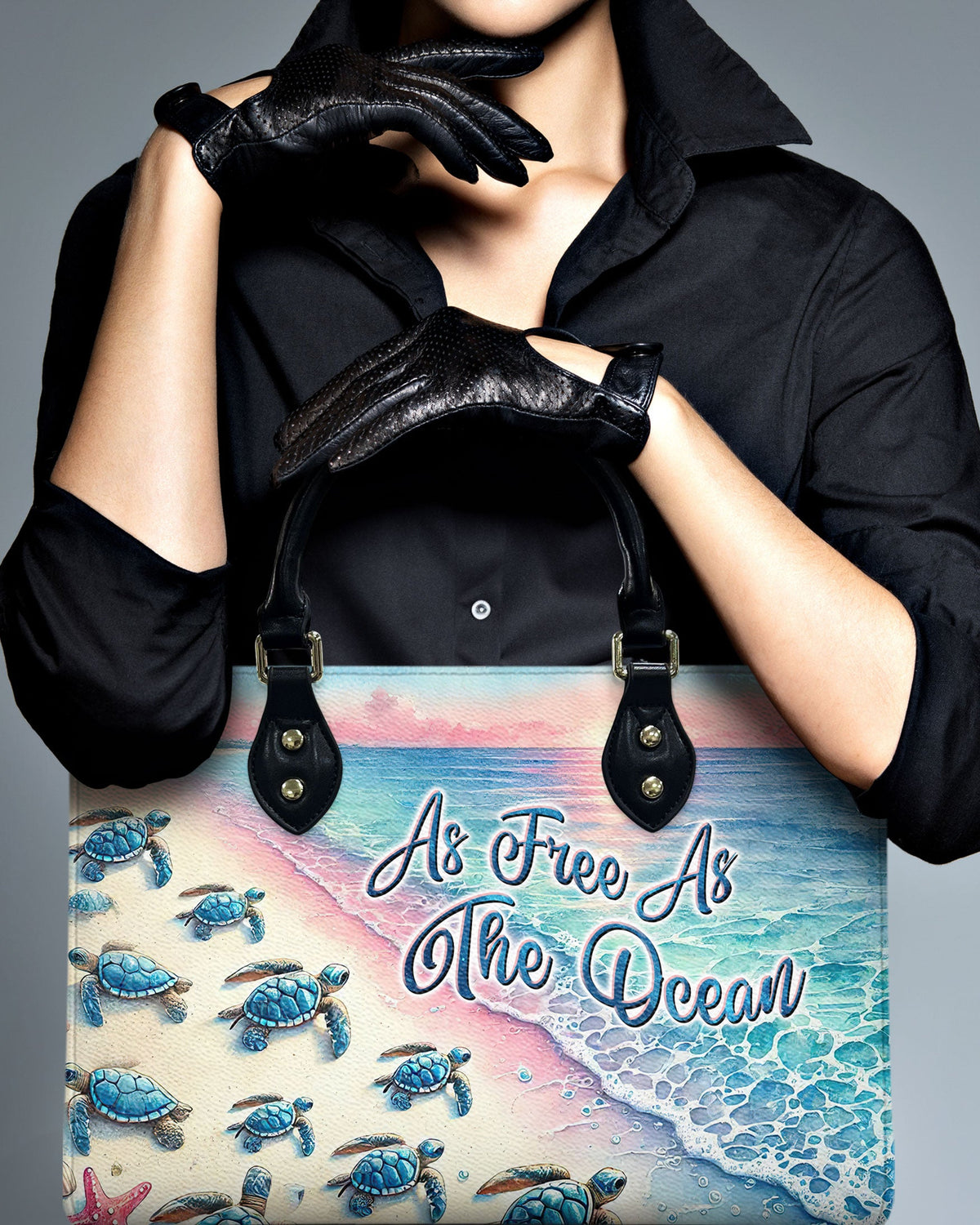 BLISSCORNERS AS FREE AS THE OCEAN TURTLE LEATHER HANDBAG