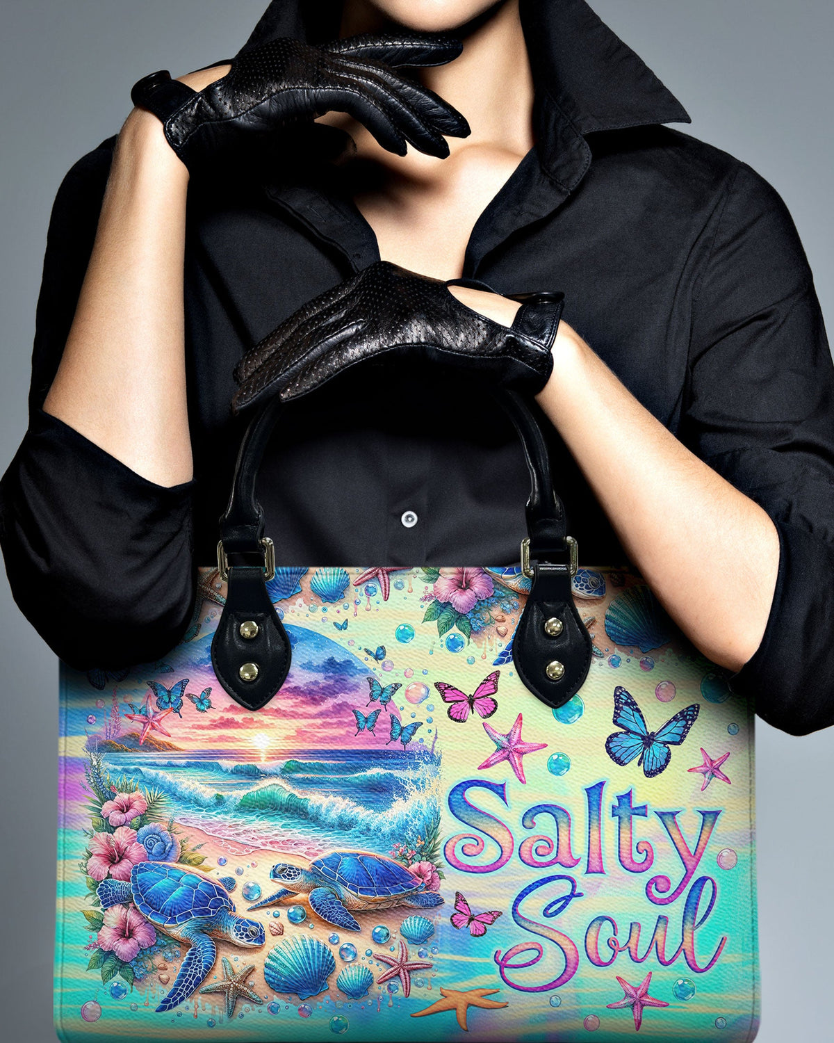 BLISSCORNERS SALTY SOUL TURTLE LEATHER HANDBAG