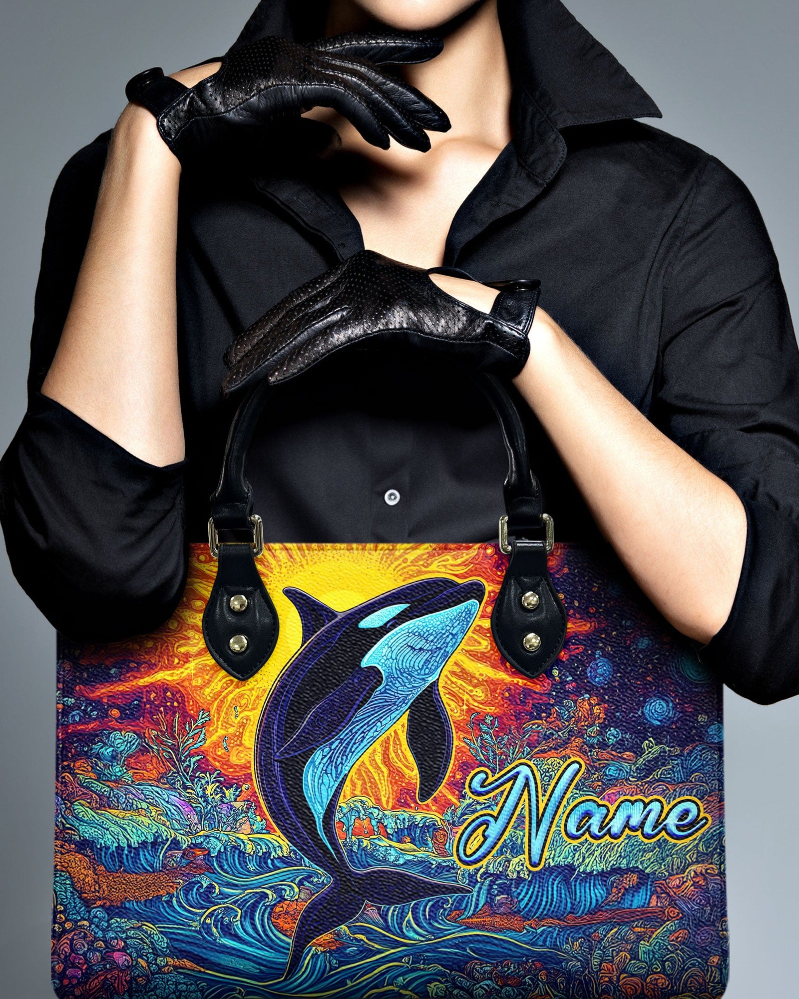 BLISSCORNERS ORCA ART LEATHER HANDBAG