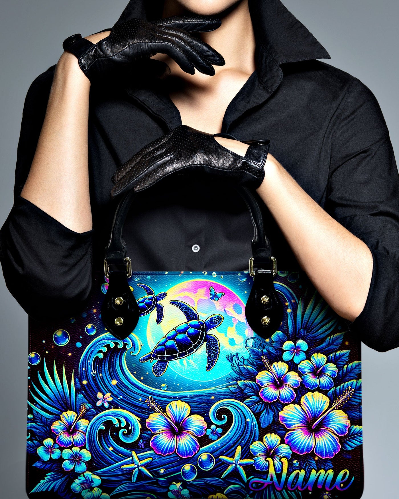 BLISSCORNERS TURTLE UNDER MOON LEATHER HANDBAG