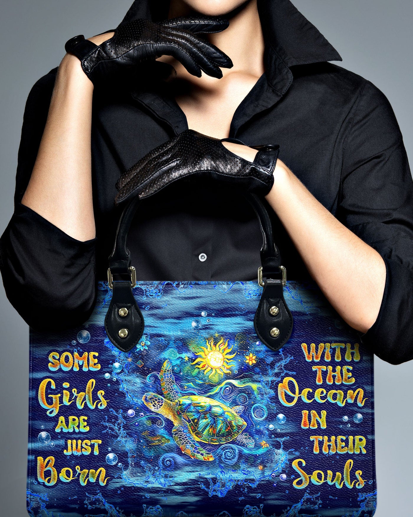 BLISSCORNERS SOME GIRLS ARE JUST BORN TURTLE LEATHER HANDBAG
