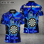 Blisscorners Blue Neon Dartboard Electric Glow Multioptions Personalized Name, Team Name Unisex 3D Shirt