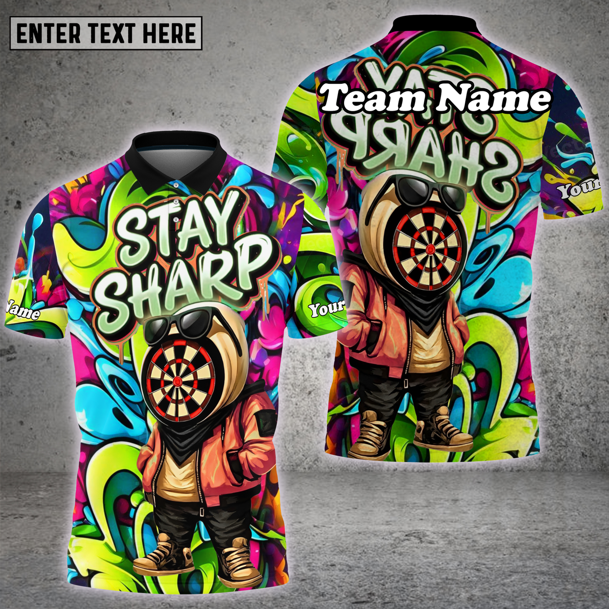 Blisscorners Stay Sharp Dartboard Graffiti Splash Multioptions Personalized Name, Team Name Unisex 3D Shirt (4 Colors)