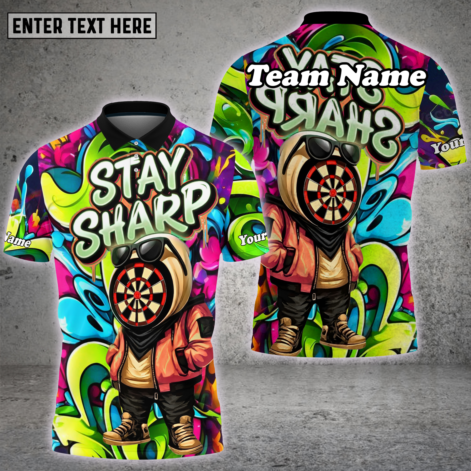 Blisscorners Stay Sharp Dartboard Graffiti Splash Multioptions Personalized Name, Team Name Unisex 3D Shirt (4 Colors)