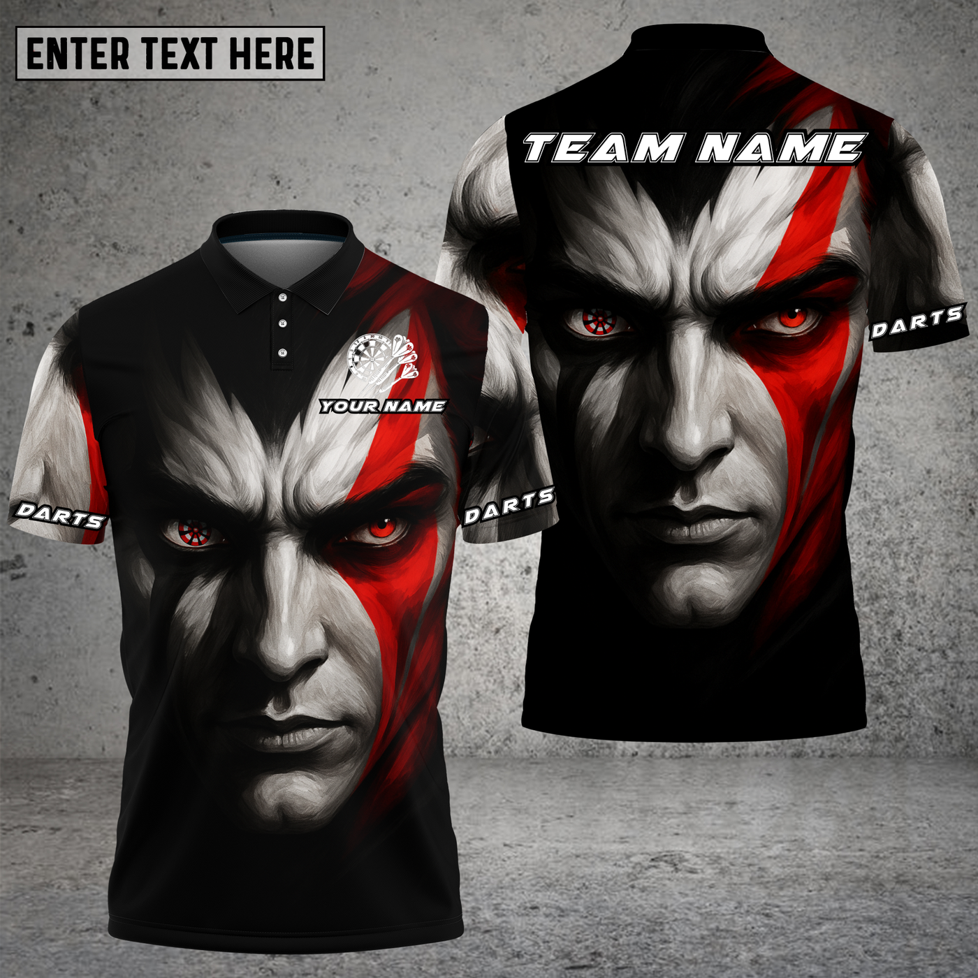 Blisscorners Warrior Darts Shirt Intense Red Warpaint Face Design Multioptions Personalized Name, Team Name Unisex 3D Shirt