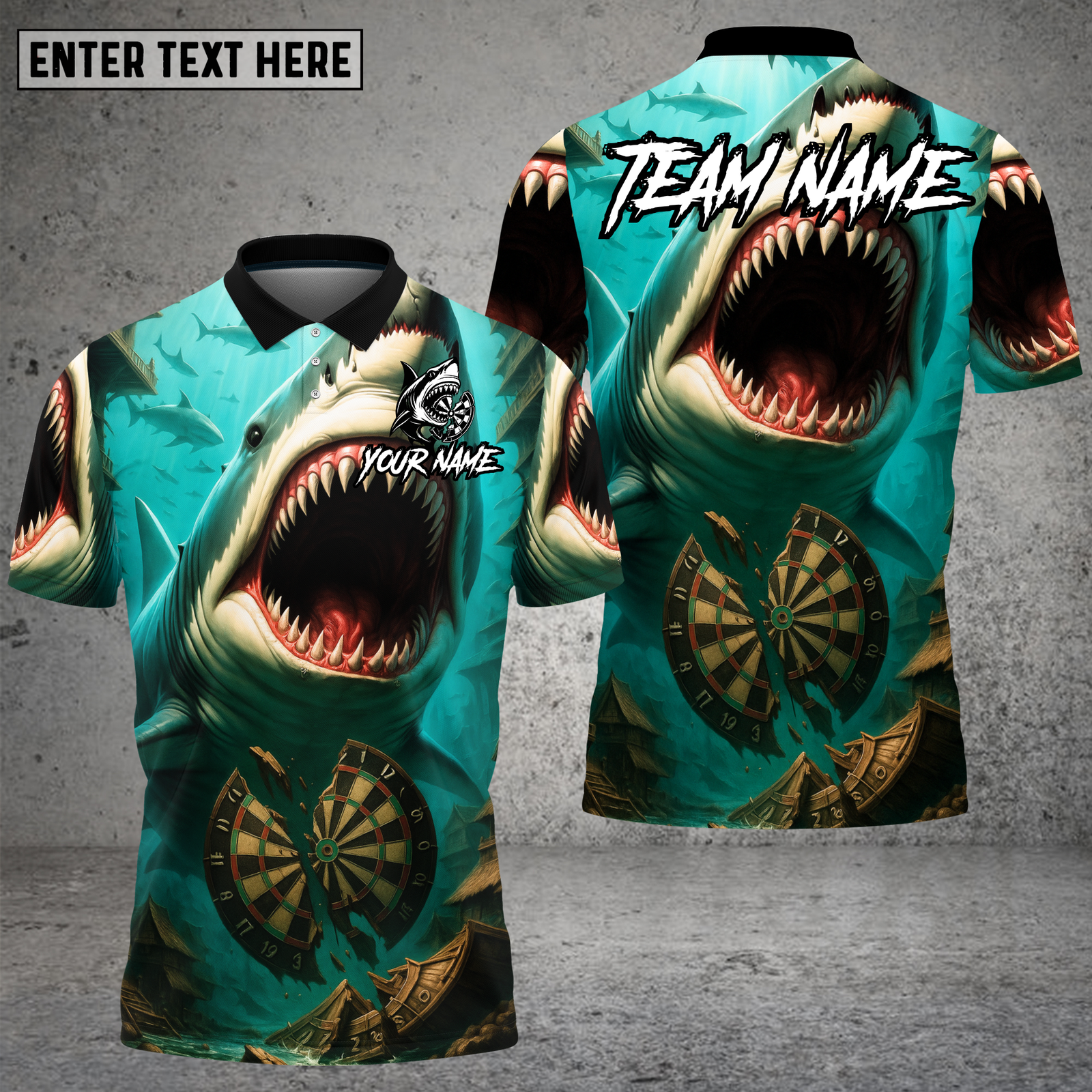 Blisscorners Shark Darts Shirt Aggressive Shark Attacking Broken Dartboard Multioptions Personalized Name, Team Name Unisex 3D Shirt