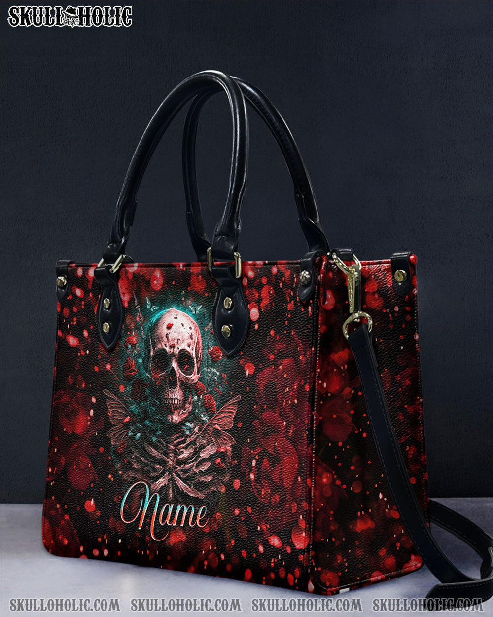 BLISSCORNERS SKULL ROSE LEATHER HANDBAG