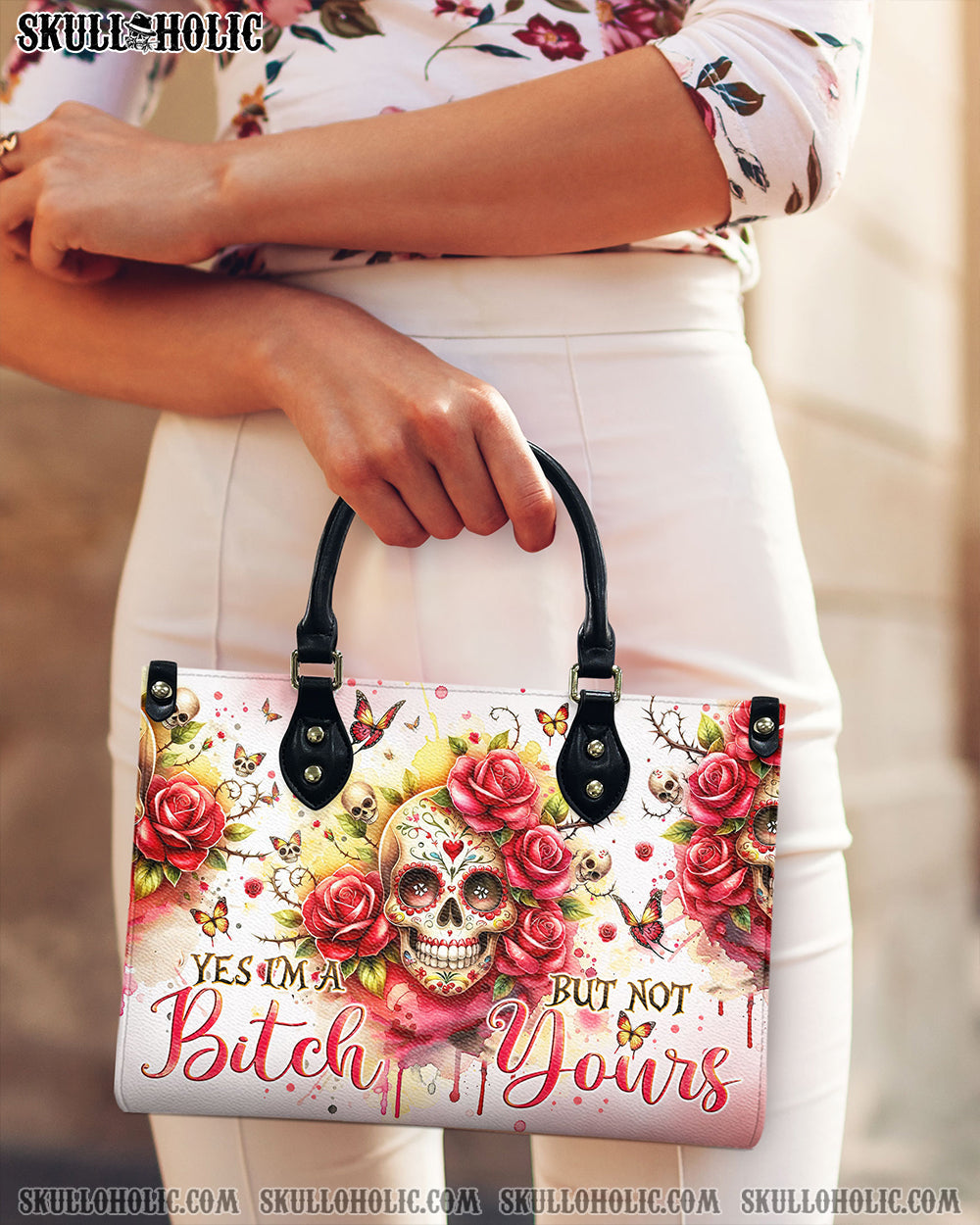 BLISSCORNERS YES I'M A B BUT NOT YOURS LEATHER HANDBAG