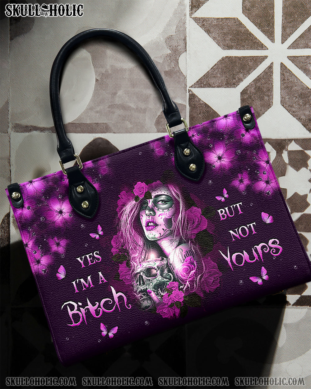 BLISSCORNERS YES I'M A B BUT NOT YOURS LEATHER HANDBAG