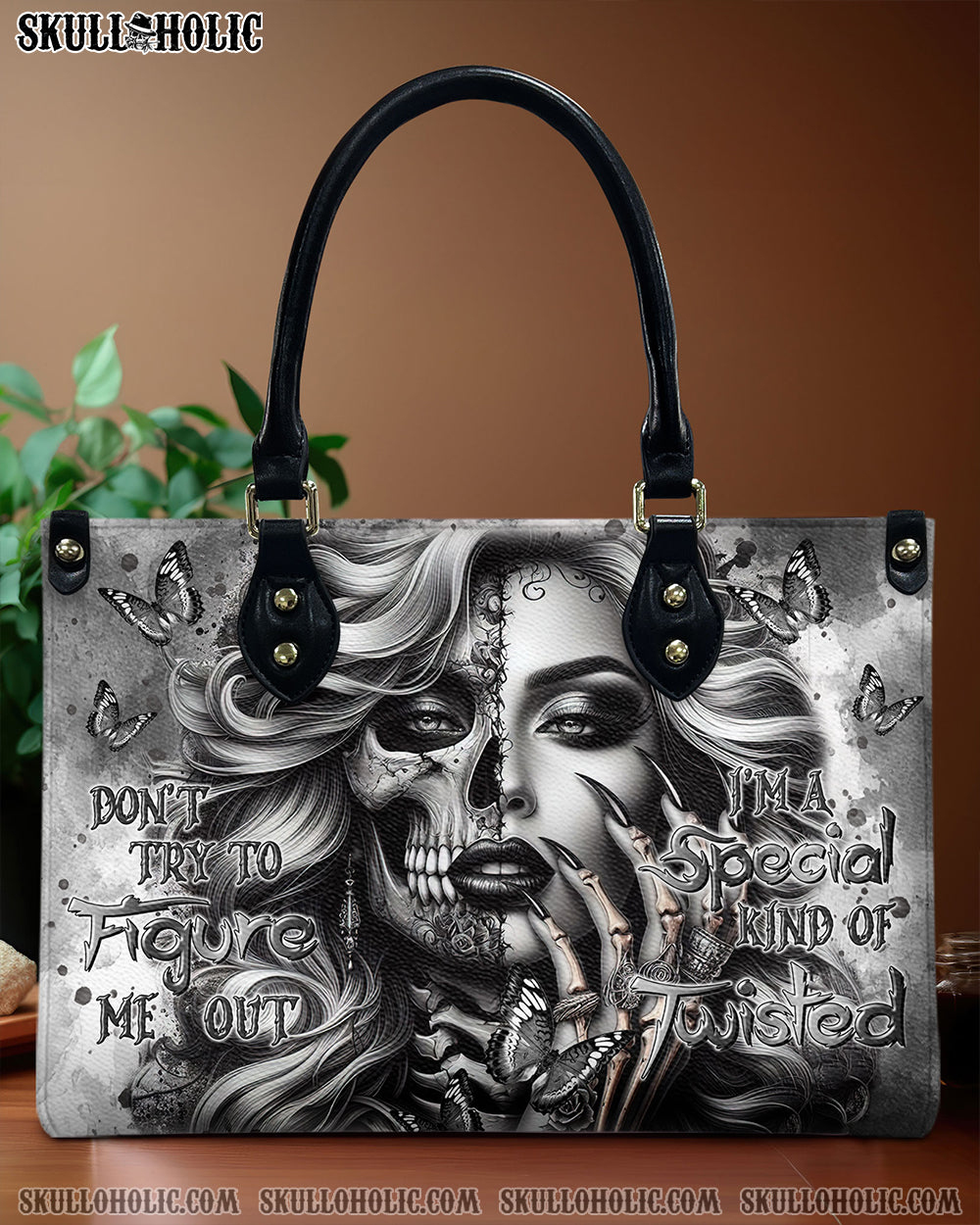 BLISSCORNERS DON'T TRY TO FIGURE ME OUT LEATHER HANDBAG