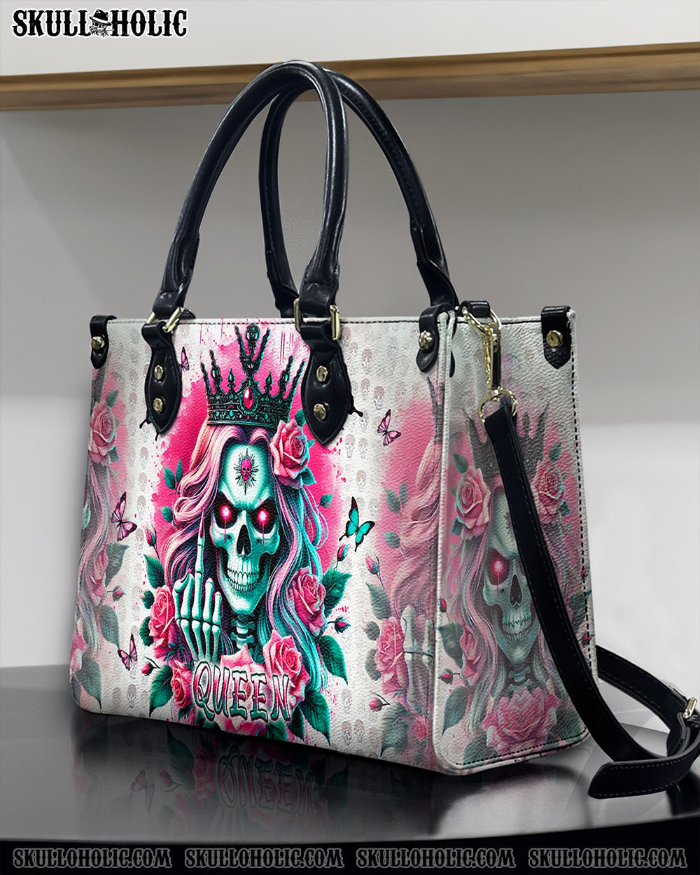 BLISSCORNERS SKULL QUEEN LEATHER HANDBAG