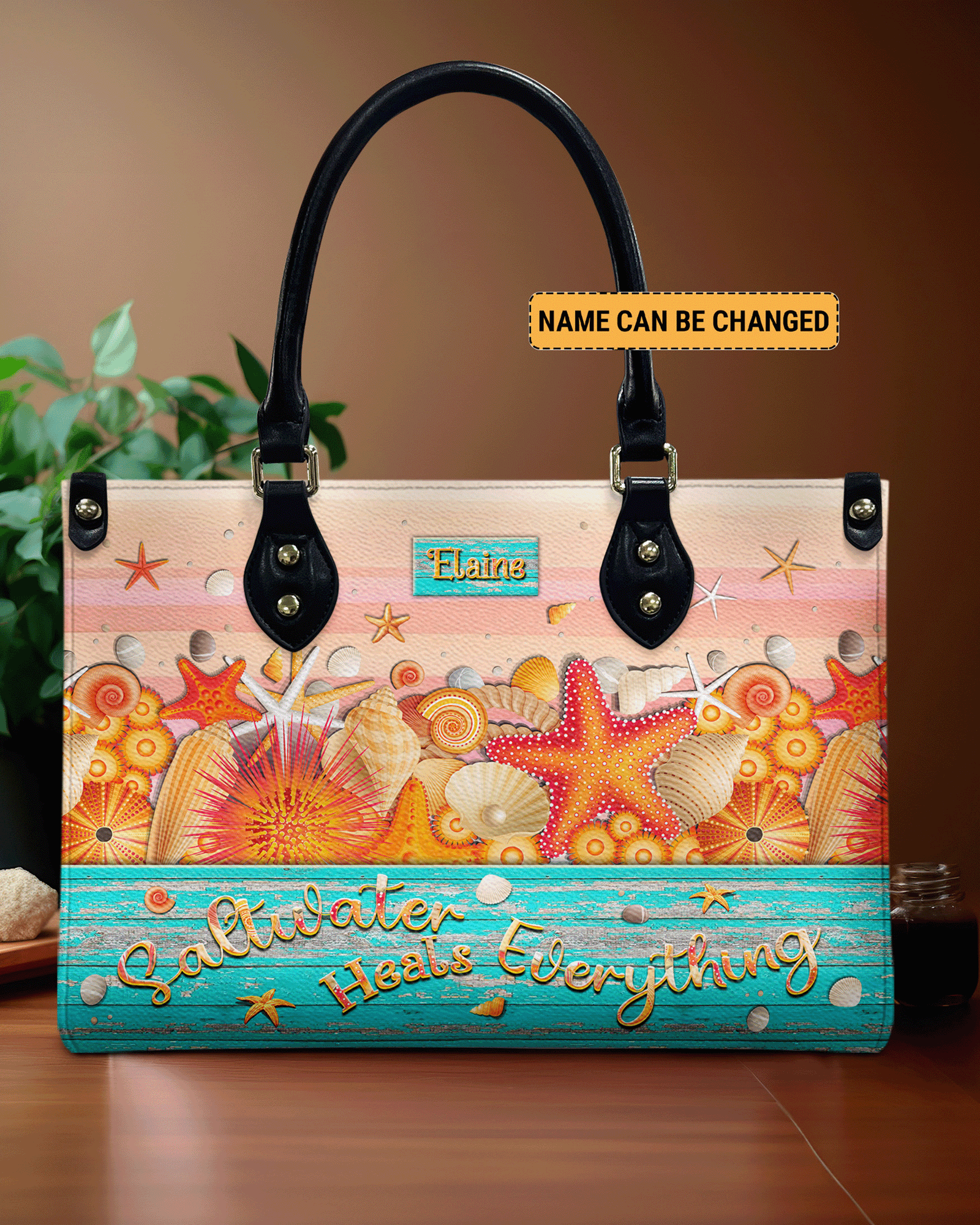 BLISSCORNERS SALTWATER HEALS EVERYTHING LEATHER HANDBAG
