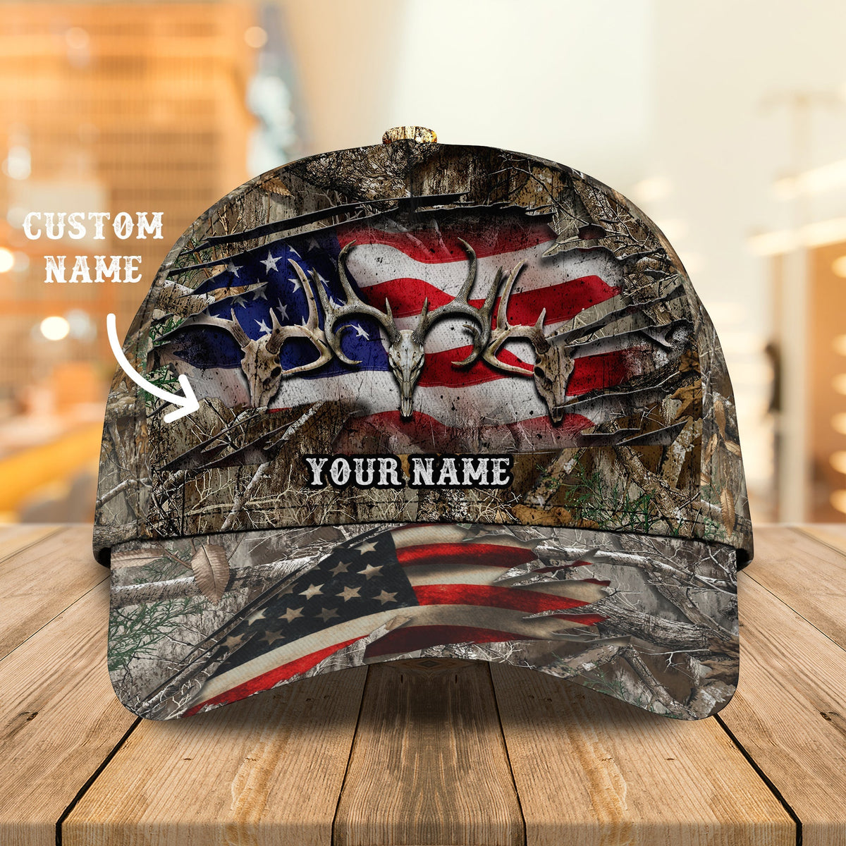 Blisscorners Deer Hunting America Classic Personalized Cap