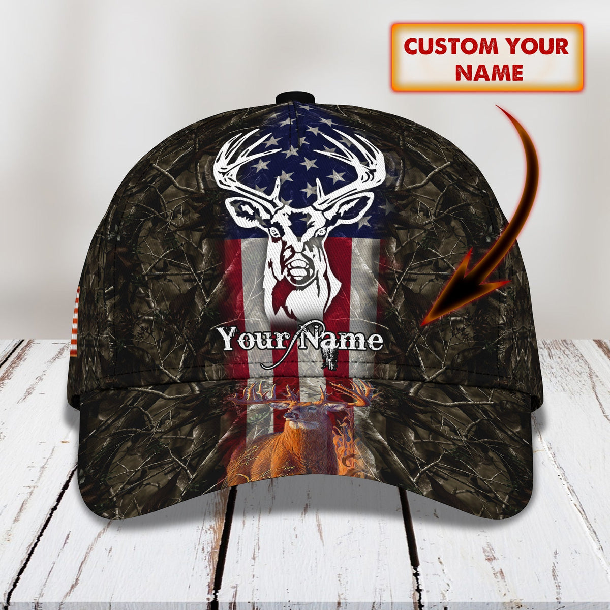 Blisscorners Deer Hunting American Classic Personalized Cap