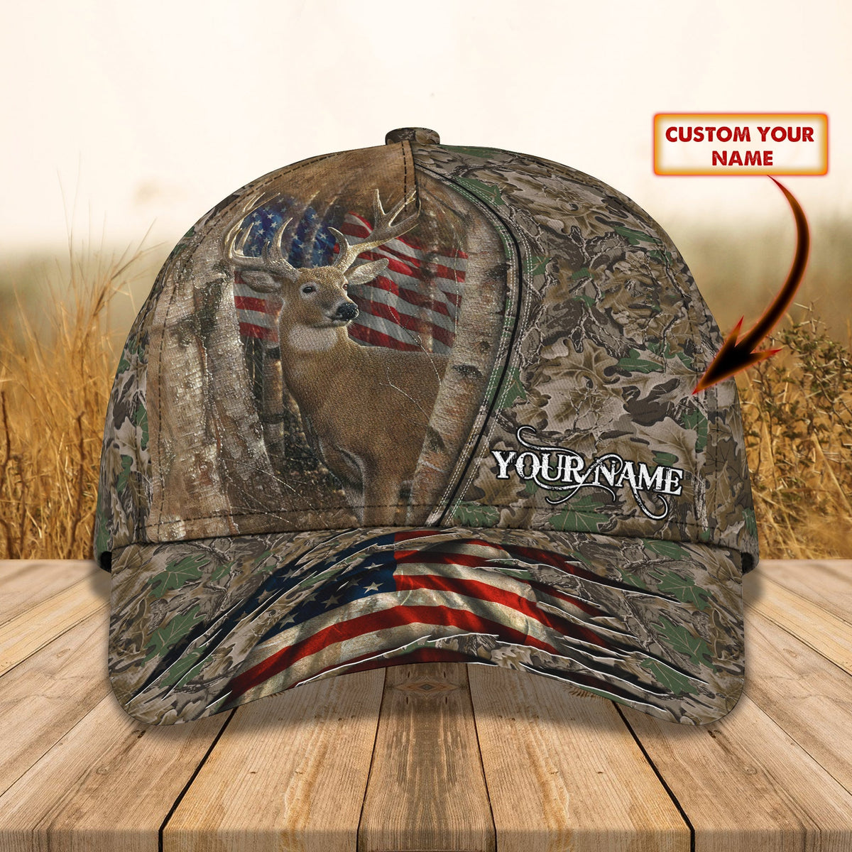 Blisscorners Deer Hunting America Classic Personalized Cap