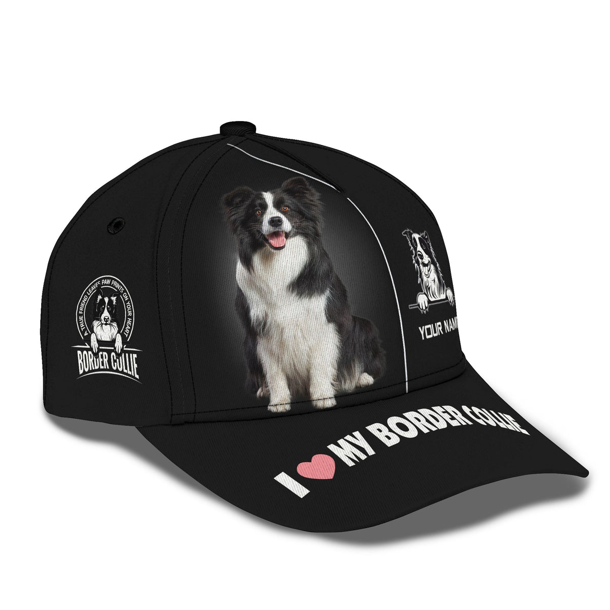 Blisscorners Border Collie Custom Name Classic Cap Gift For Dog Lover 3D Hat