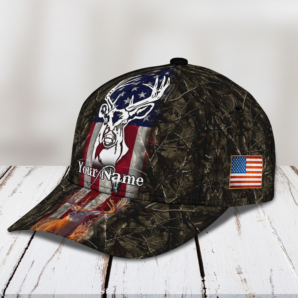 Blisscorners Deer Hunting American Classic Personalized Cap