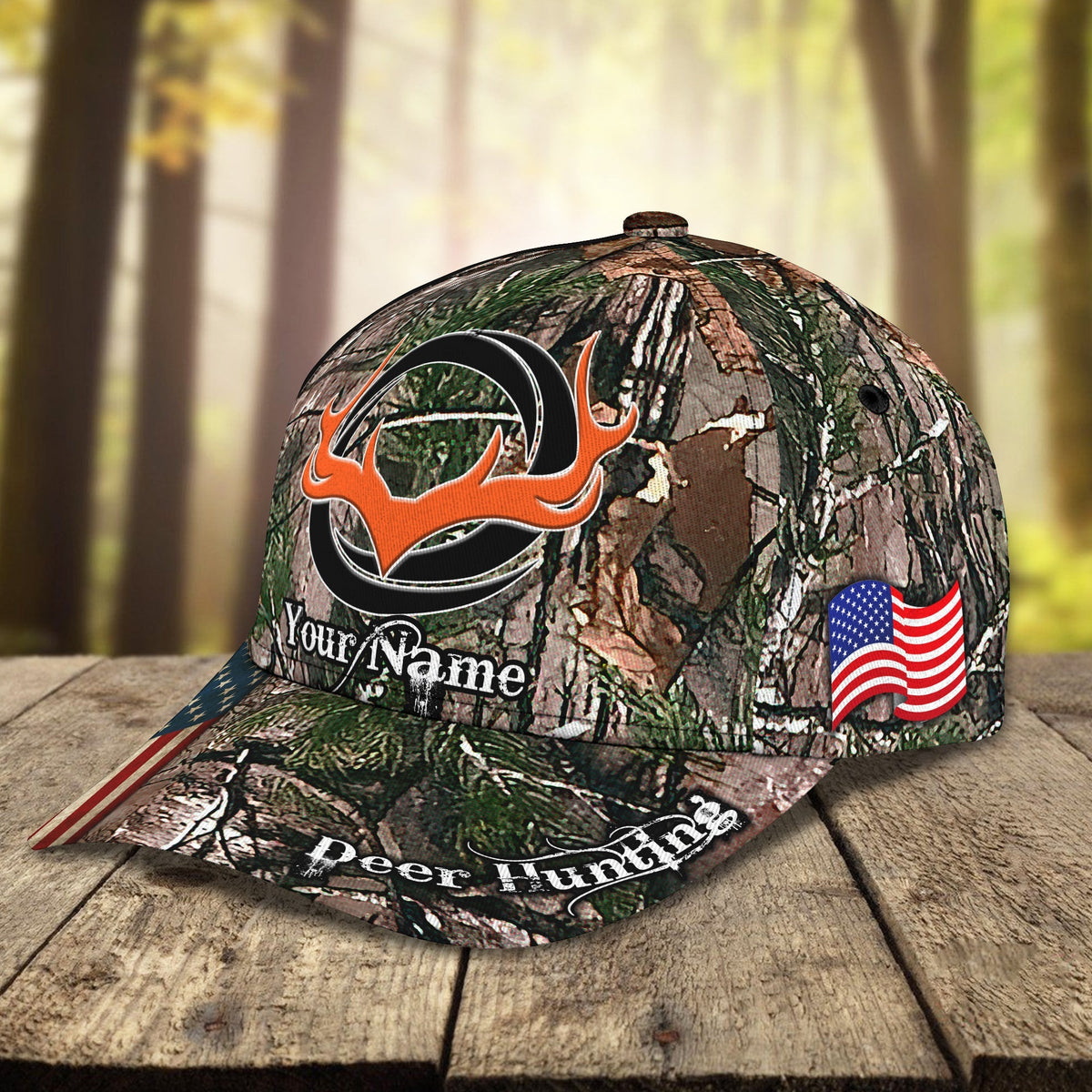 Blisscorners Deer Hunting America Classic Personalized Cap