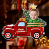 (Photo Inserted) Blisscorners Baby On Red Truck - Personalized Custom Acrylic Ornament