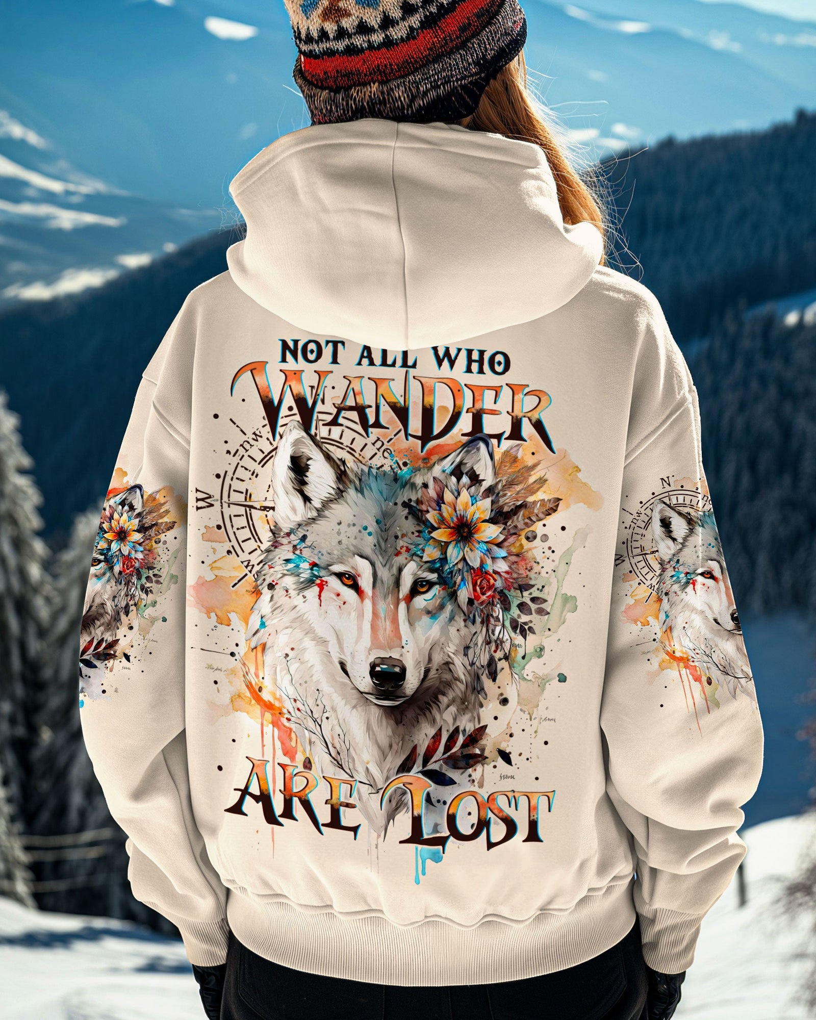 BLISSCORNERS NOT ALL WHO WANDER ARE LOST WOLF ALL OVER PRINT