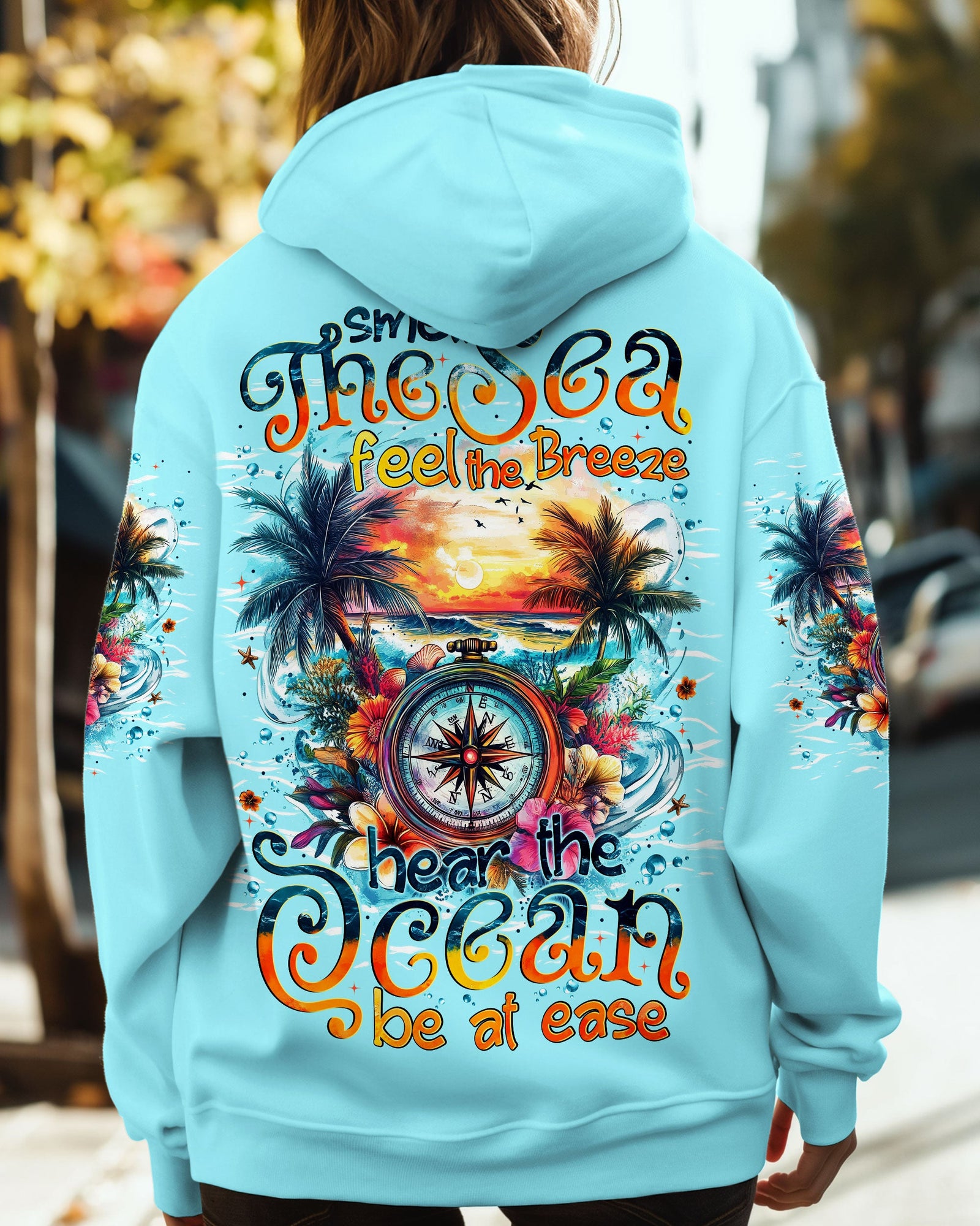BLISSCORNERS SMELL THE SEA FEEL THE BREEZE COMPASS ALL OVER PRINT